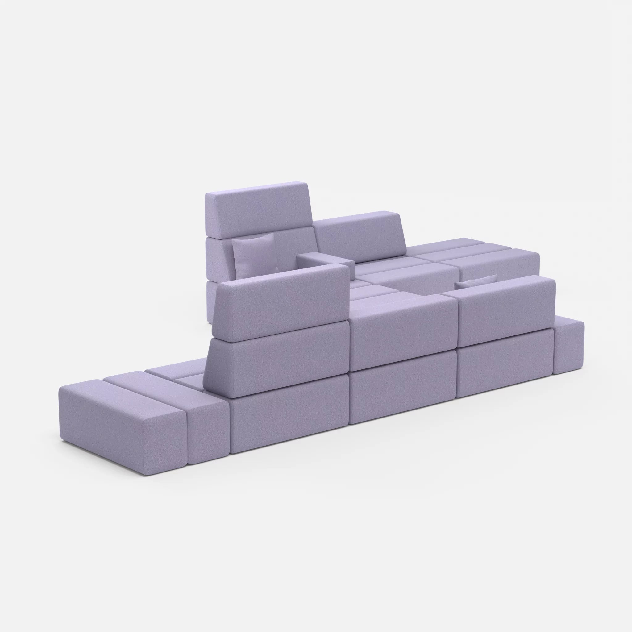 Sofalandschaft Bricks 1 dama0039 in Flieder von der Seite