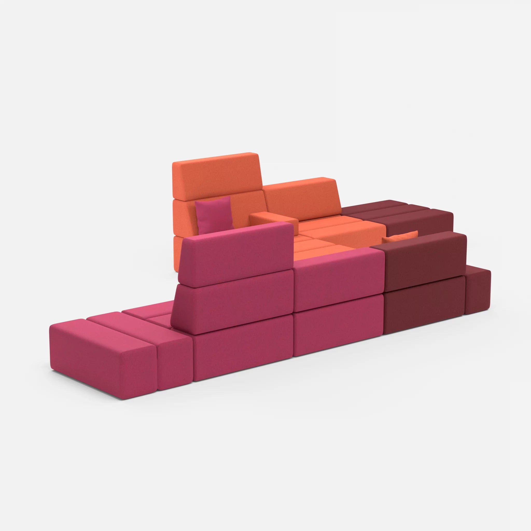Sofalandschaft Bricks 1 dama0050-dama0062 in Fuchsia und Orange von der Seite