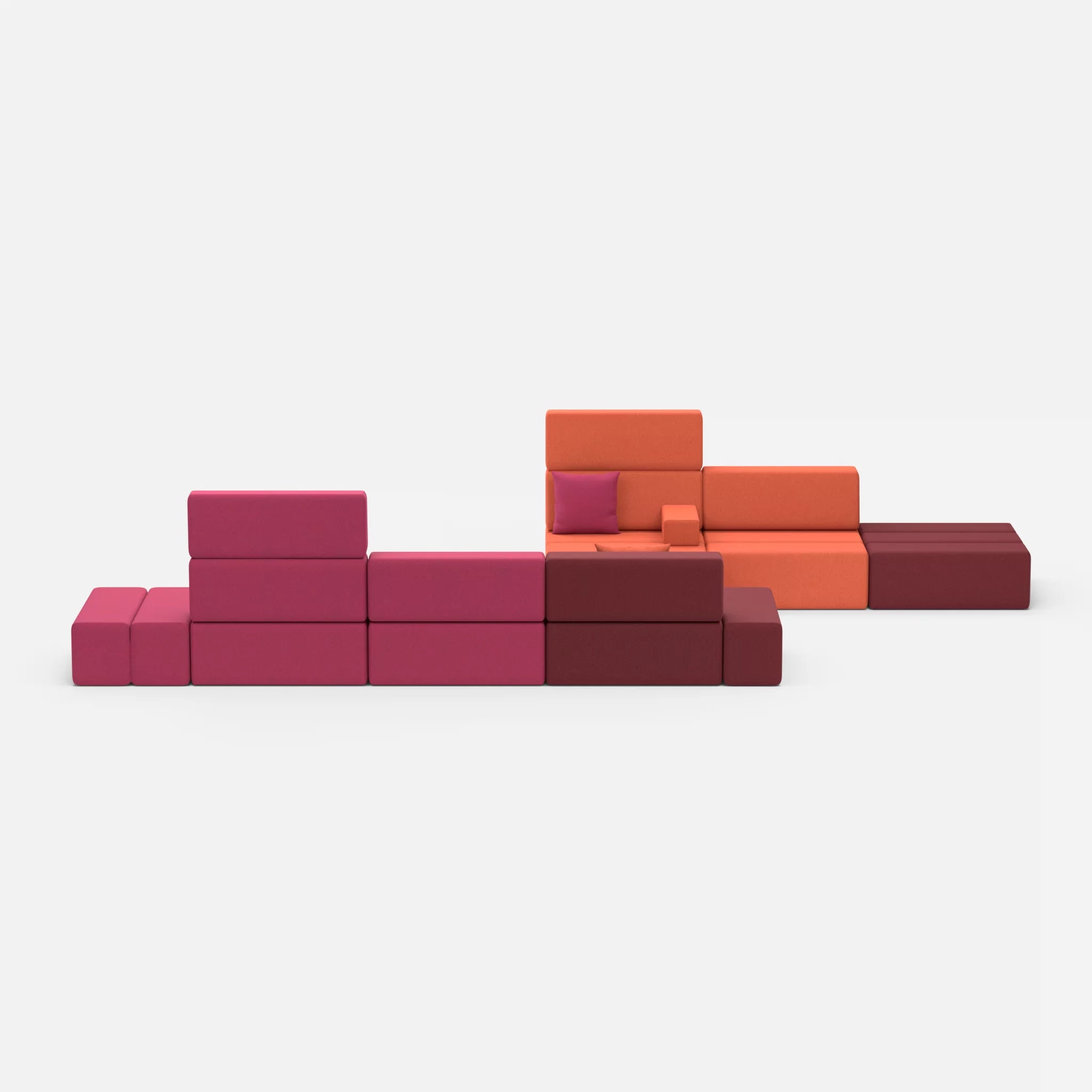 Sofalandschaft Bricks 1 dama0050-dama0062 in Fuchsia und Orange von vorne