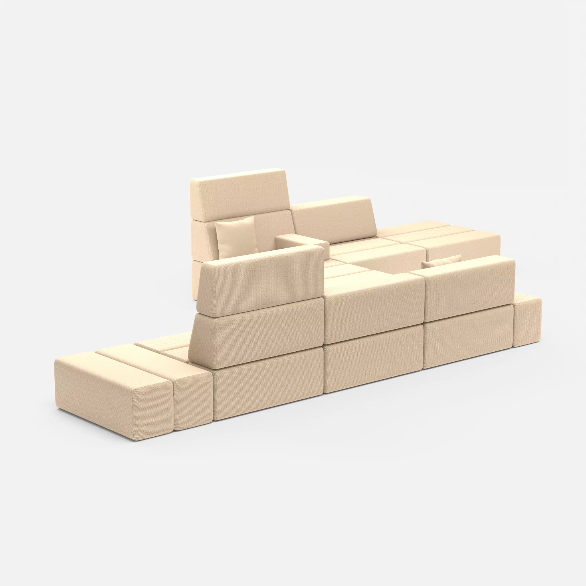 Sofalandschaft Bricks 1 novumcocos in Hellbraun von der Seite