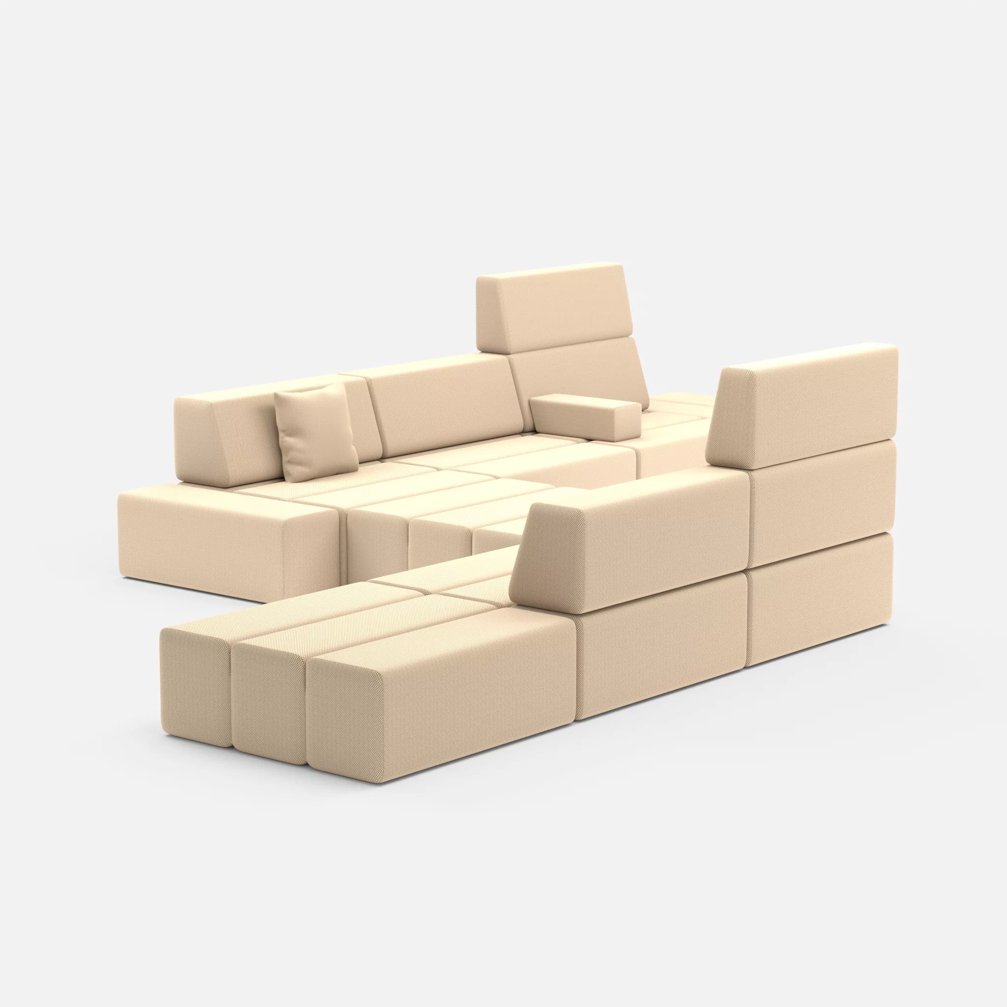Sofalandschaft Bricks 1 novumcocos in Hellbraun von hinten