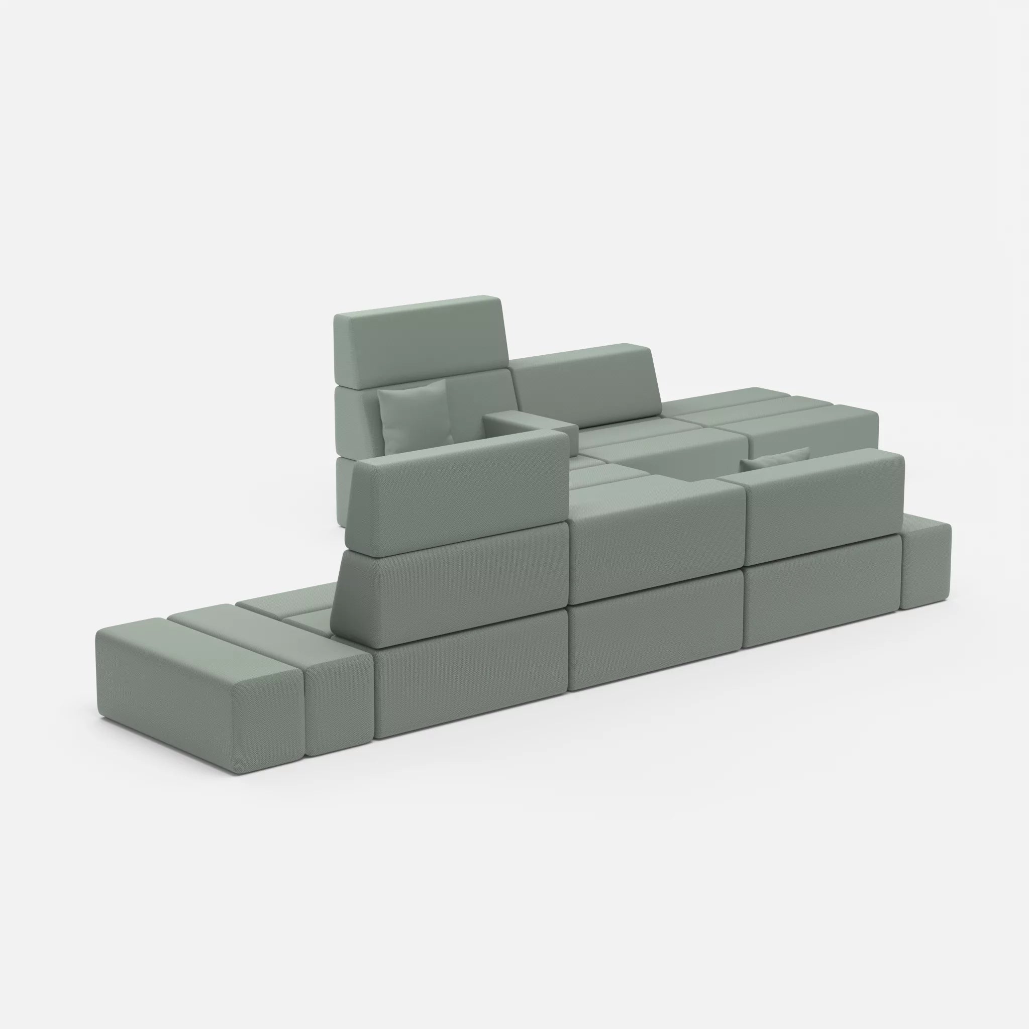 Sofalandschaft Bricks 1 novumdelphi in Graublau von der Seite
