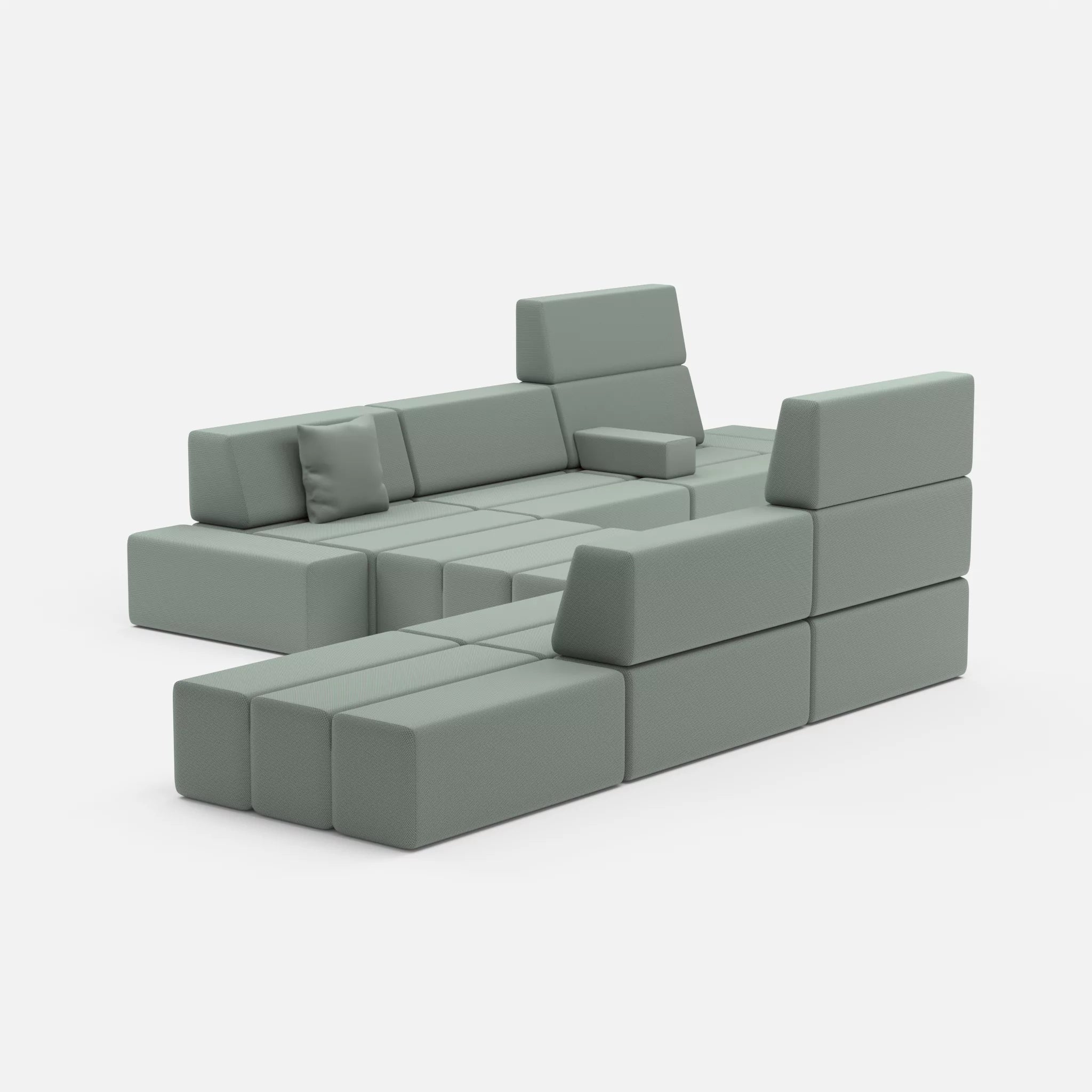 Sofalandschaft Bricks 1 novumdelphi in Graublau von hinten