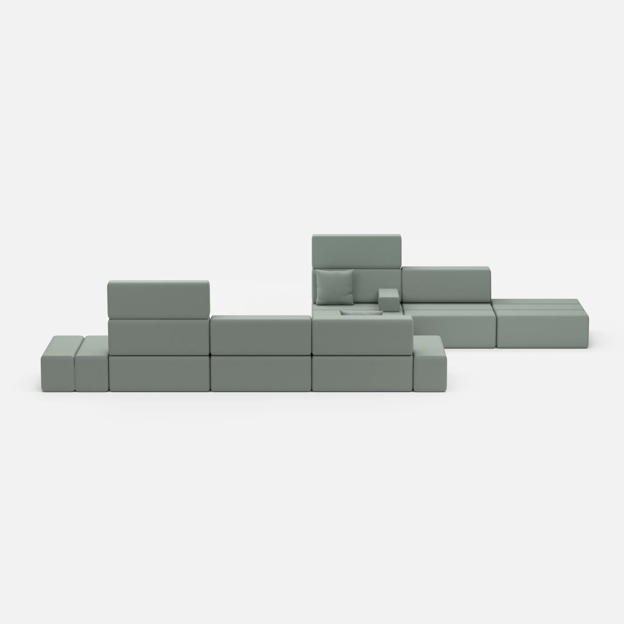 Sofalandschaft Bricks 1 novumdelphi in Graublau von vorne