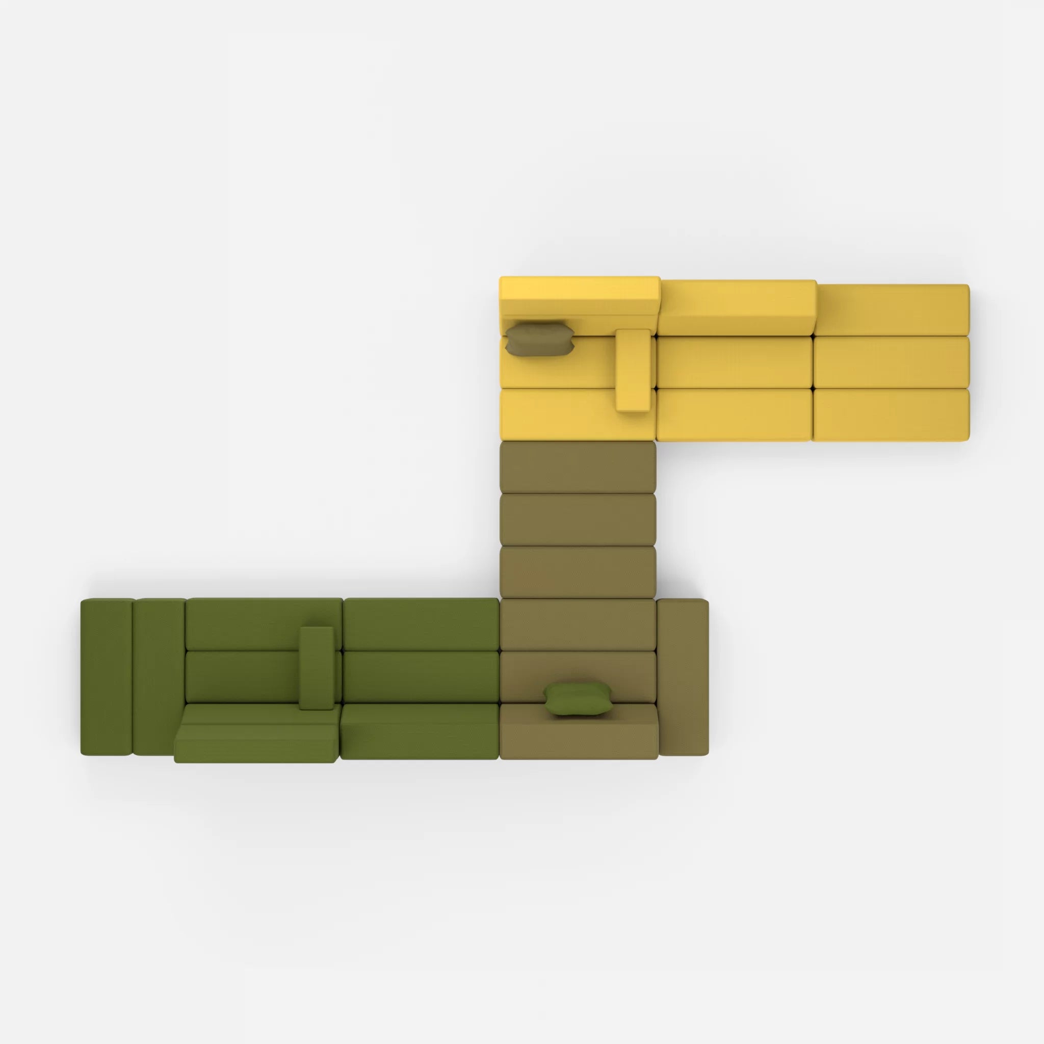 Sofalandschaft Bricks 1 novummoss-novumpinie in Grün und Dunkelgrün von oben