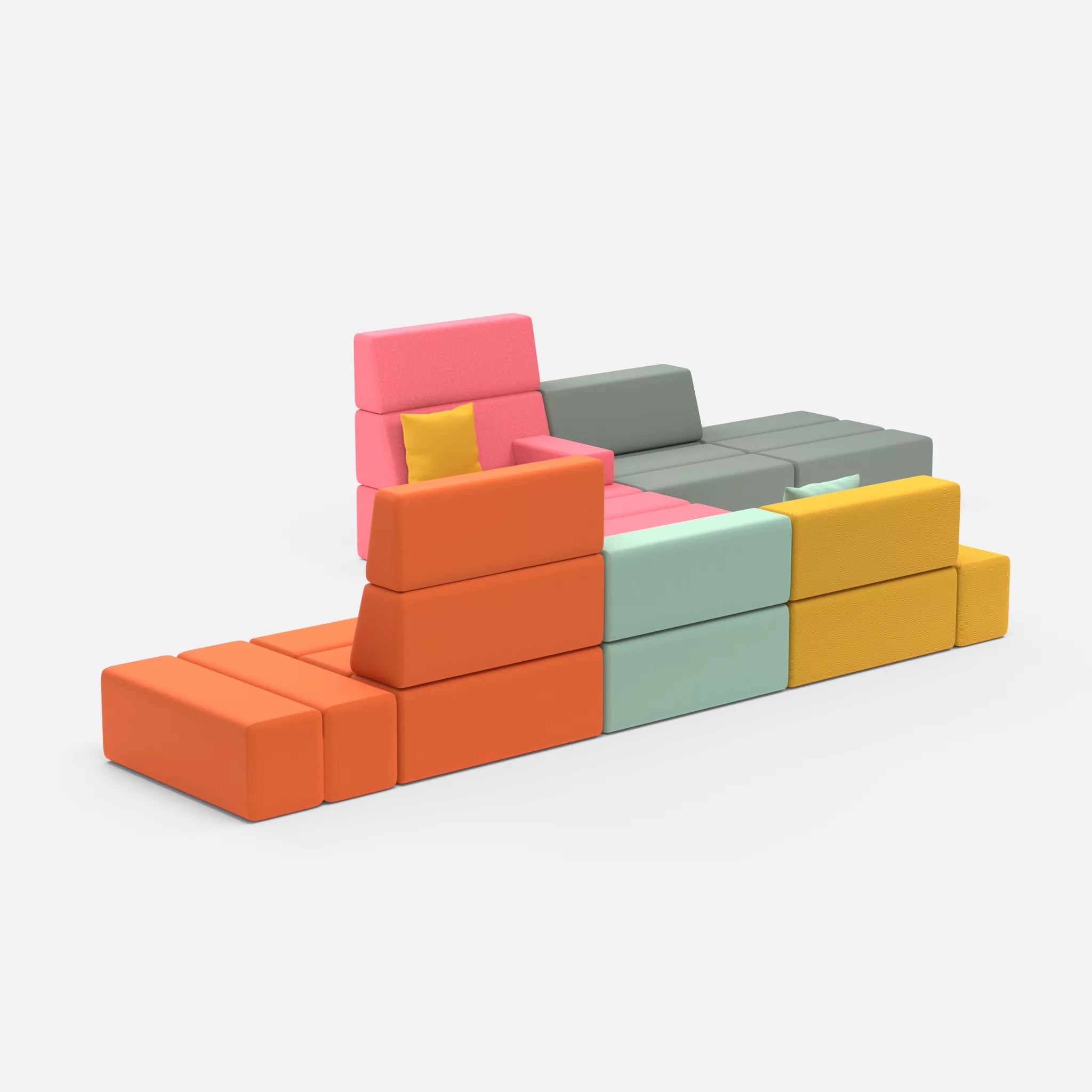 Sofalandschaft Bricks 1 radio3094-dama0083 in Orange und Pink von der Seite