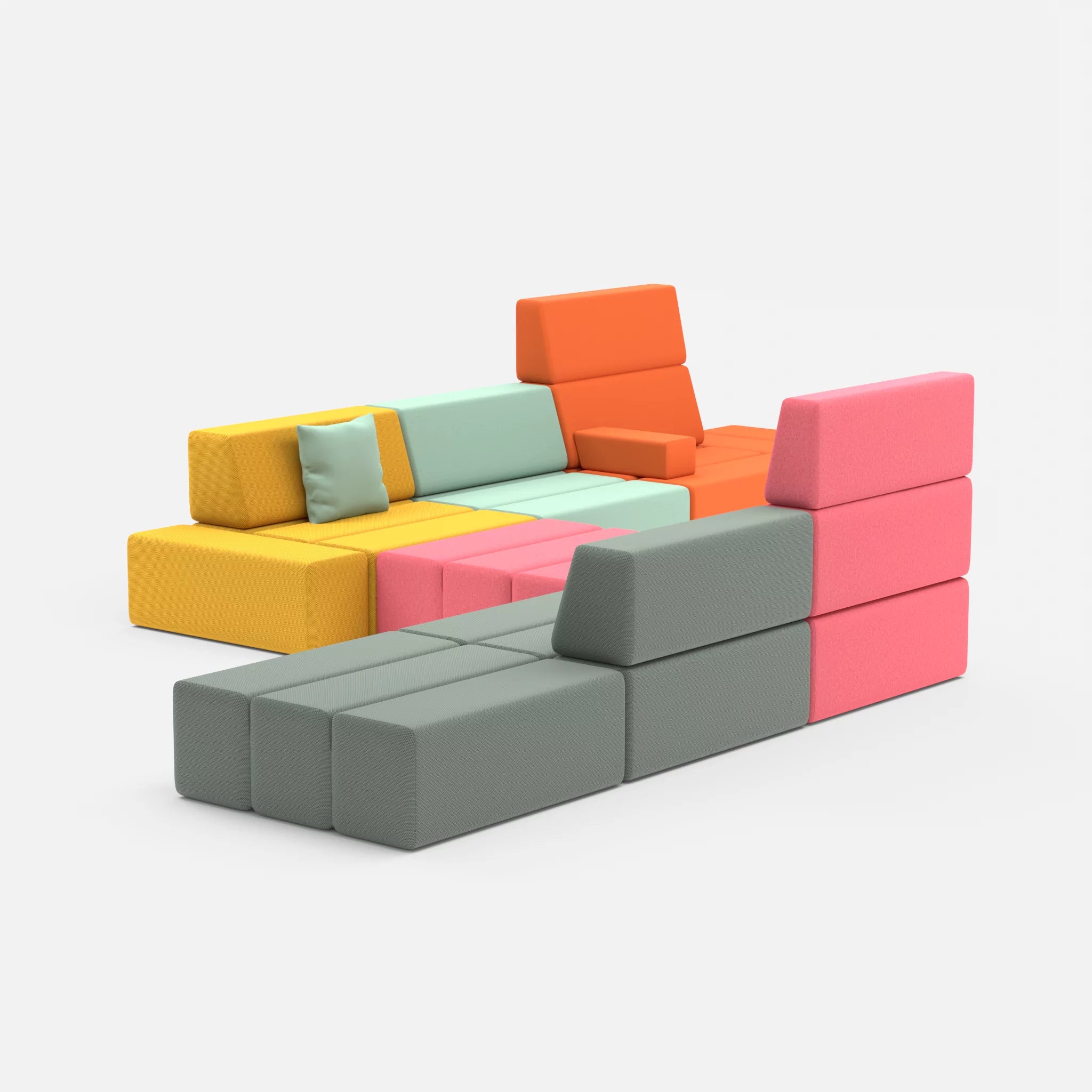 Sofalandschaft Bricks 1 radio3094-dama0083 in Orange und Pink von hinten
