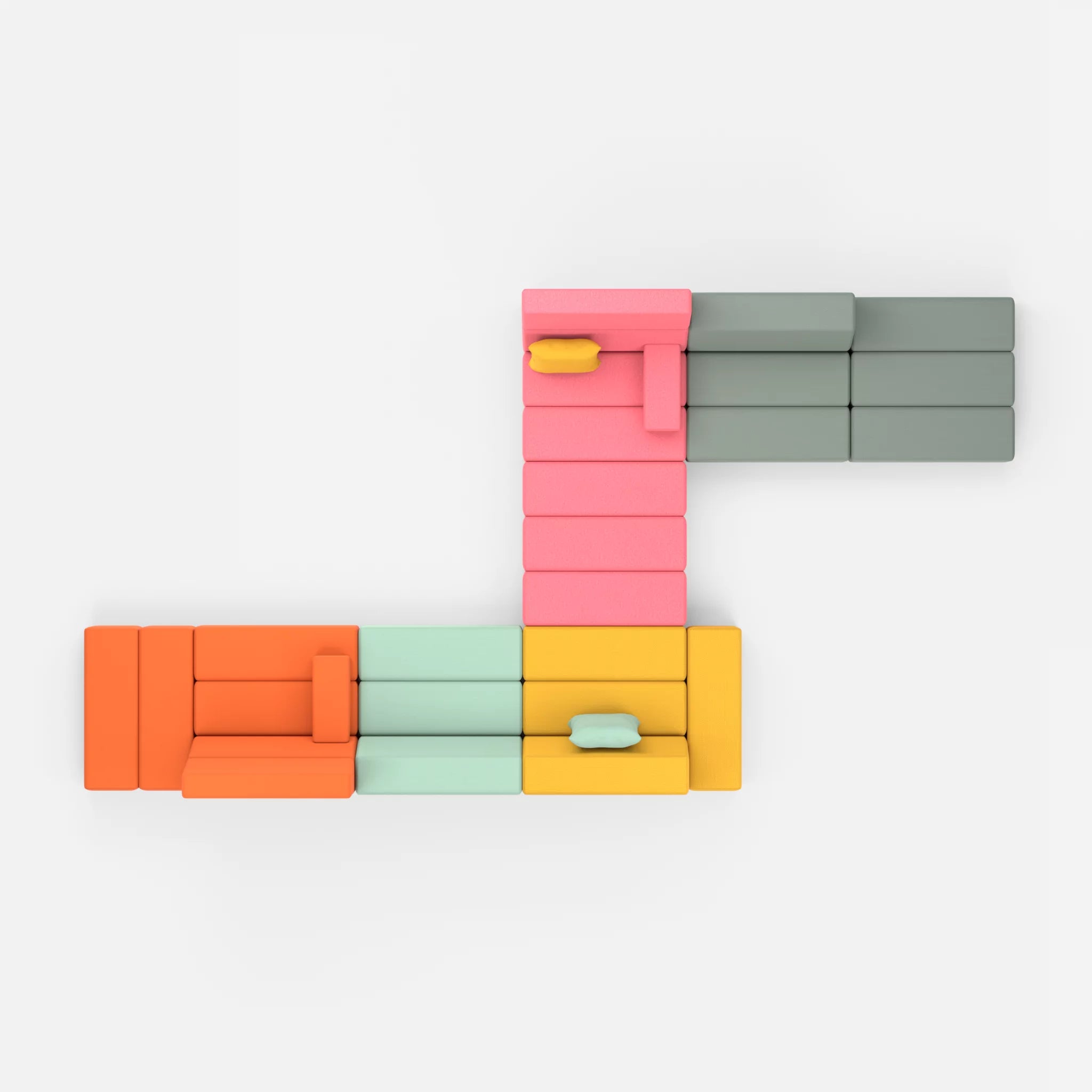 Sofalandschaft Bricks 1 radio3094-dama0083 in Orange und Pink von oben