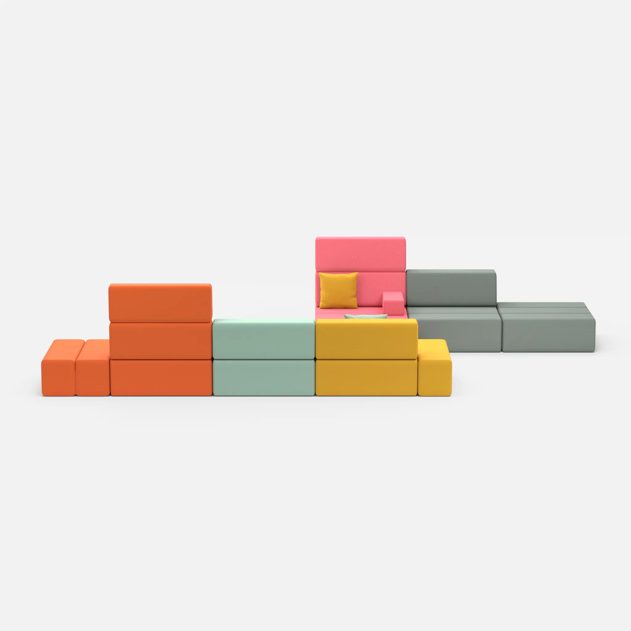 Sofalandschaft Bricks 1 radio3094-dama0083 in Orange und Pink von vorne