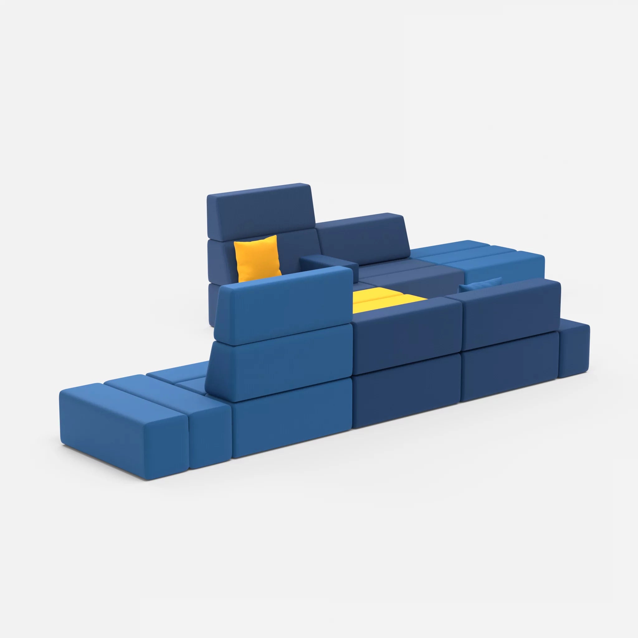 Sofalandschaft Bricks 1 radio6075-radio3008 in Blau und Gelb von der Seite