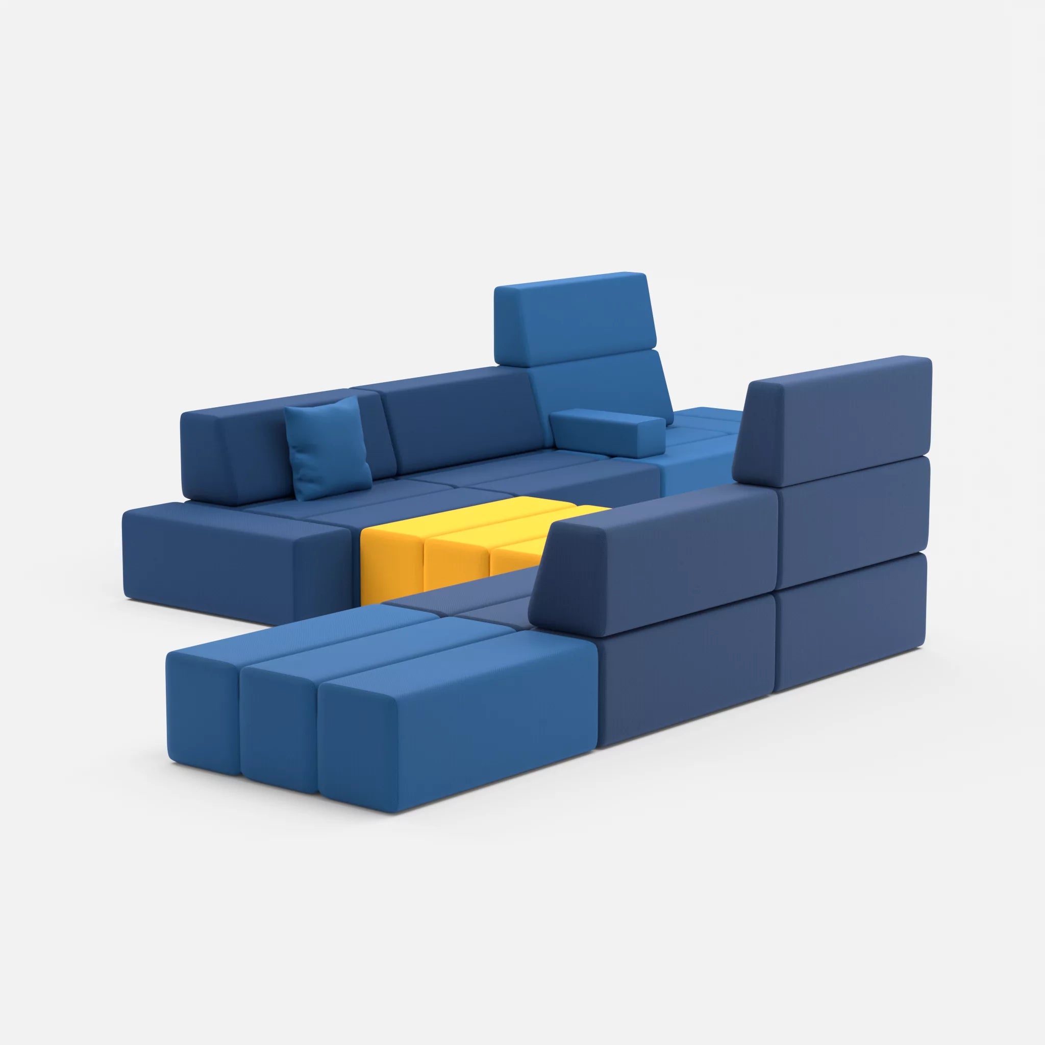 Sofalandschaft Bricks 1 radio6075-radio3008 in Blau und Gelb von hinten