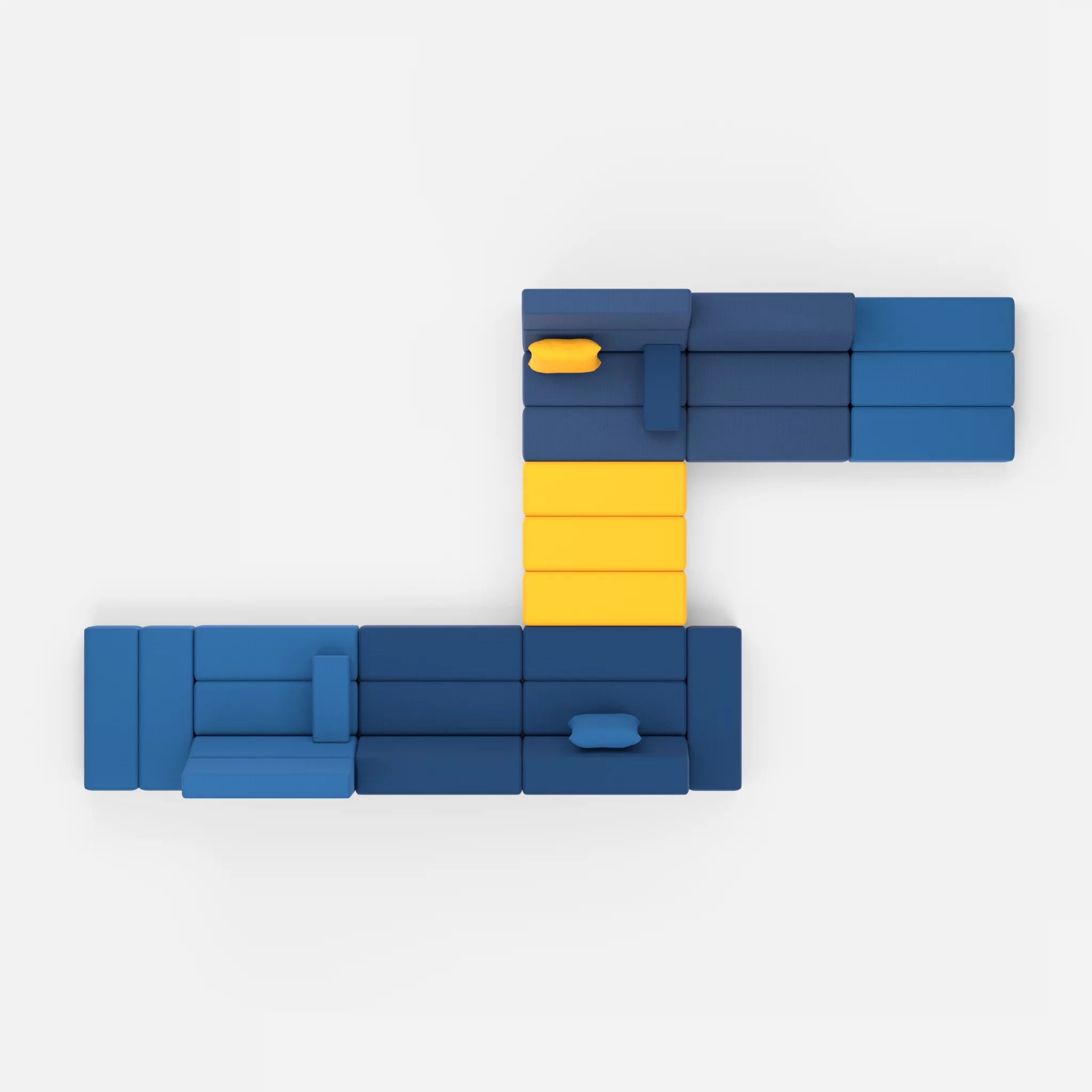 Sofalandschaft Bricks 1 radio6075-radio3008 in Blau und Gelb von oben