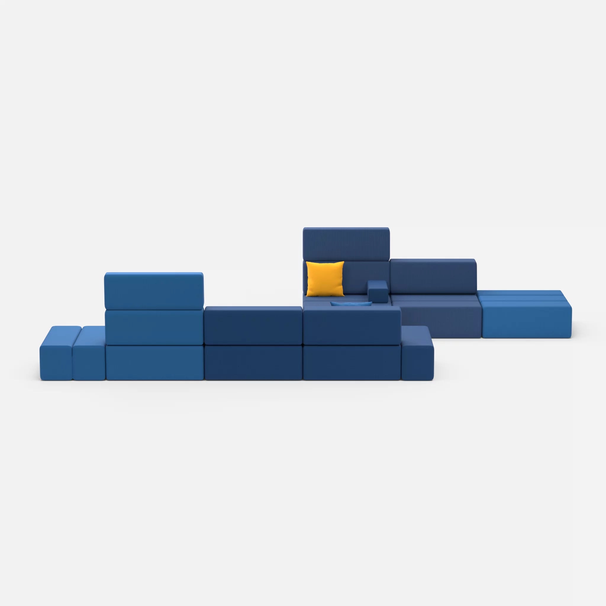 Sofalandschaft Bricks 1 radio6075-radio3008 in Blau und Gelb von vorne