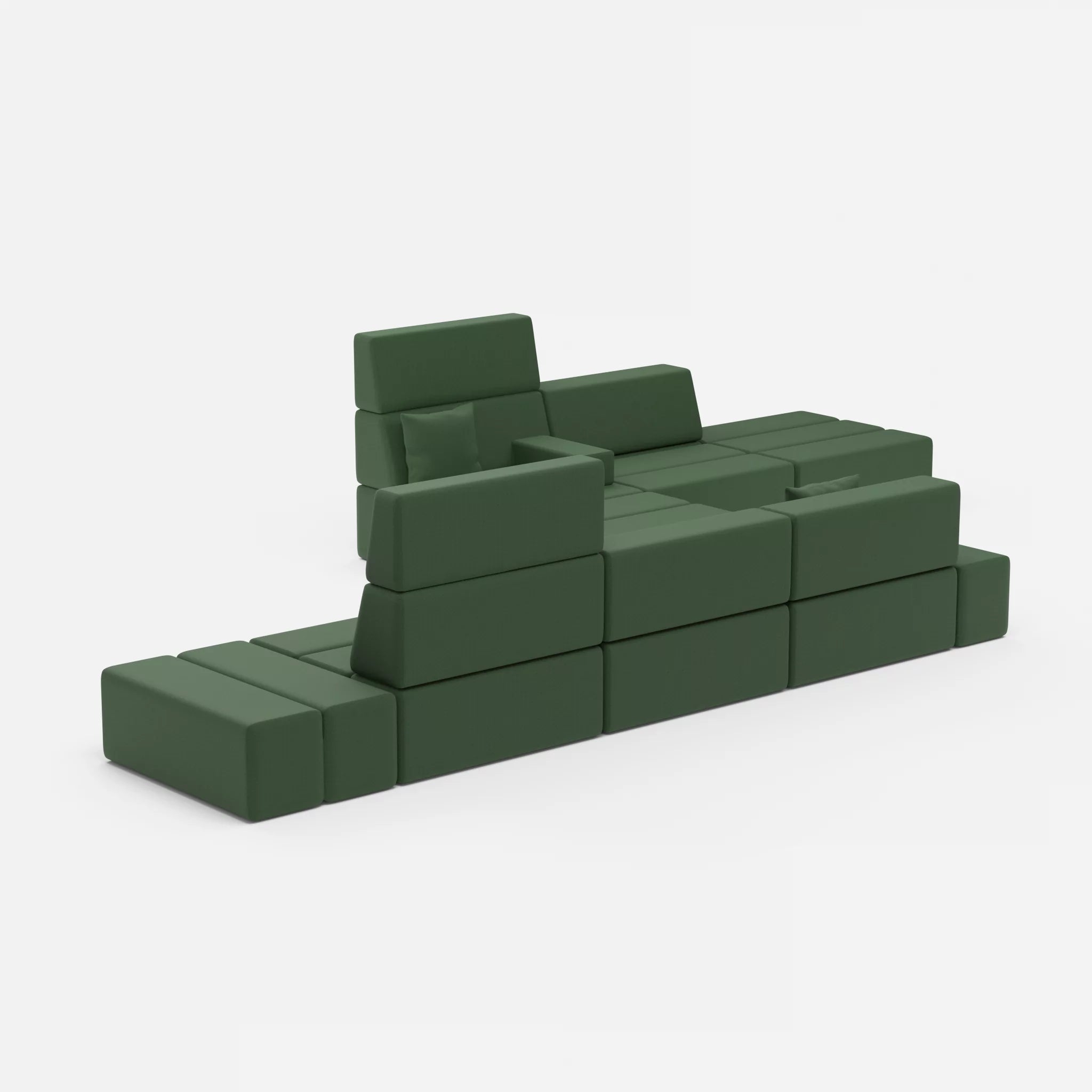 Sofalandschaft Bricks 1 radio7036 in Olive von der Seite