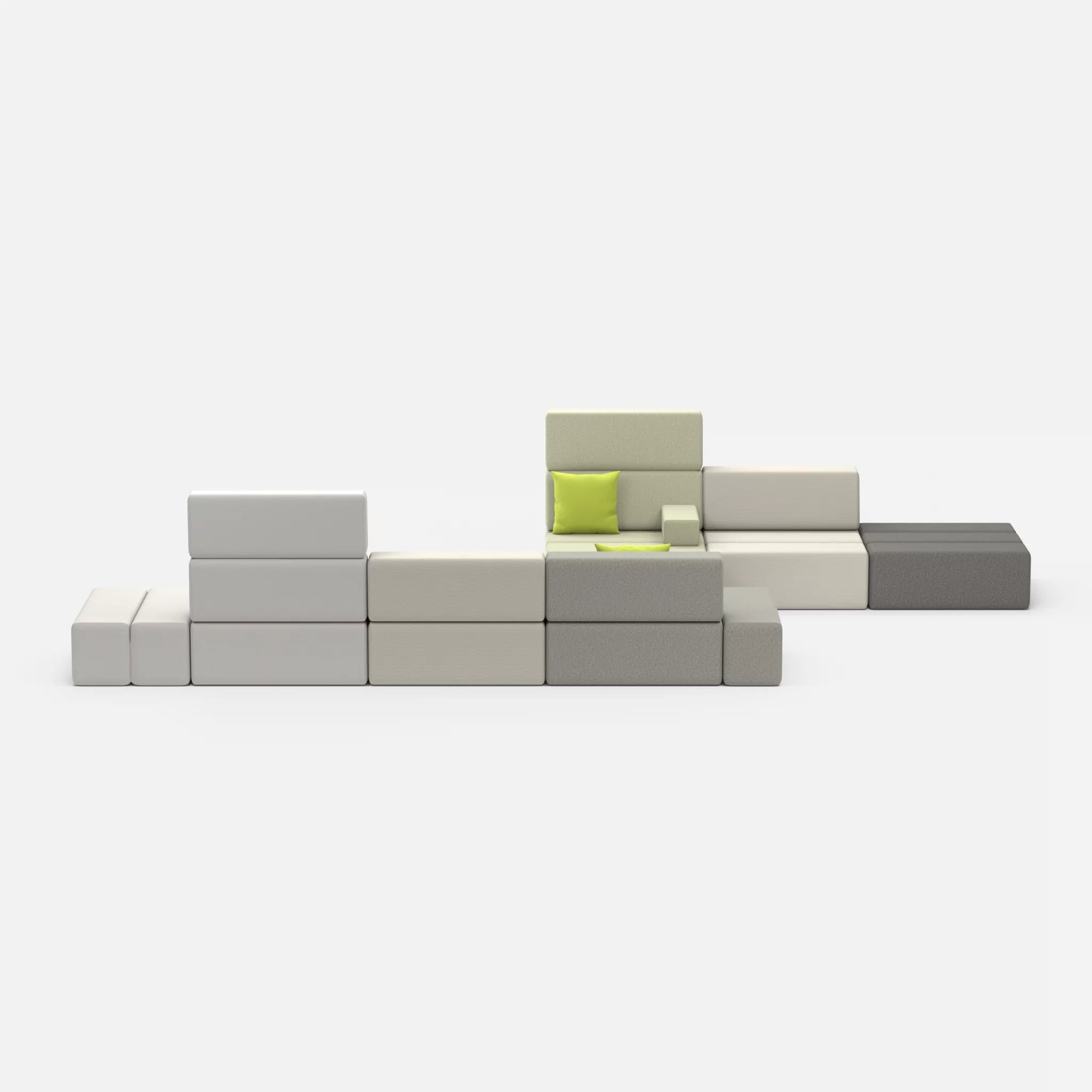 Sofalandschaft Bricks 1 radio8027-dama0057 in Hellgrau und Hellgrau von vorne