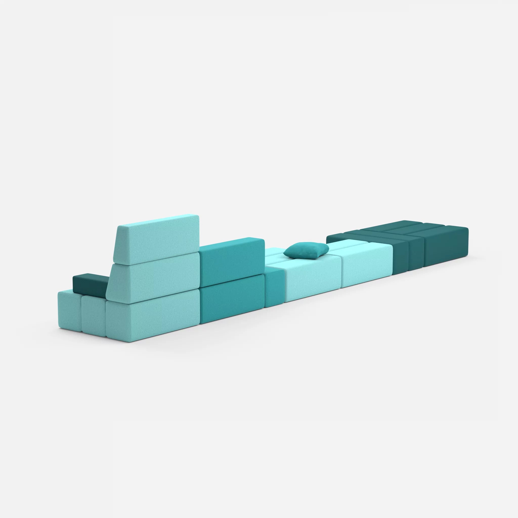 Sofalandschaft Bricks 3 dama0018-dama0076 in Türkis und Türkis von hinten