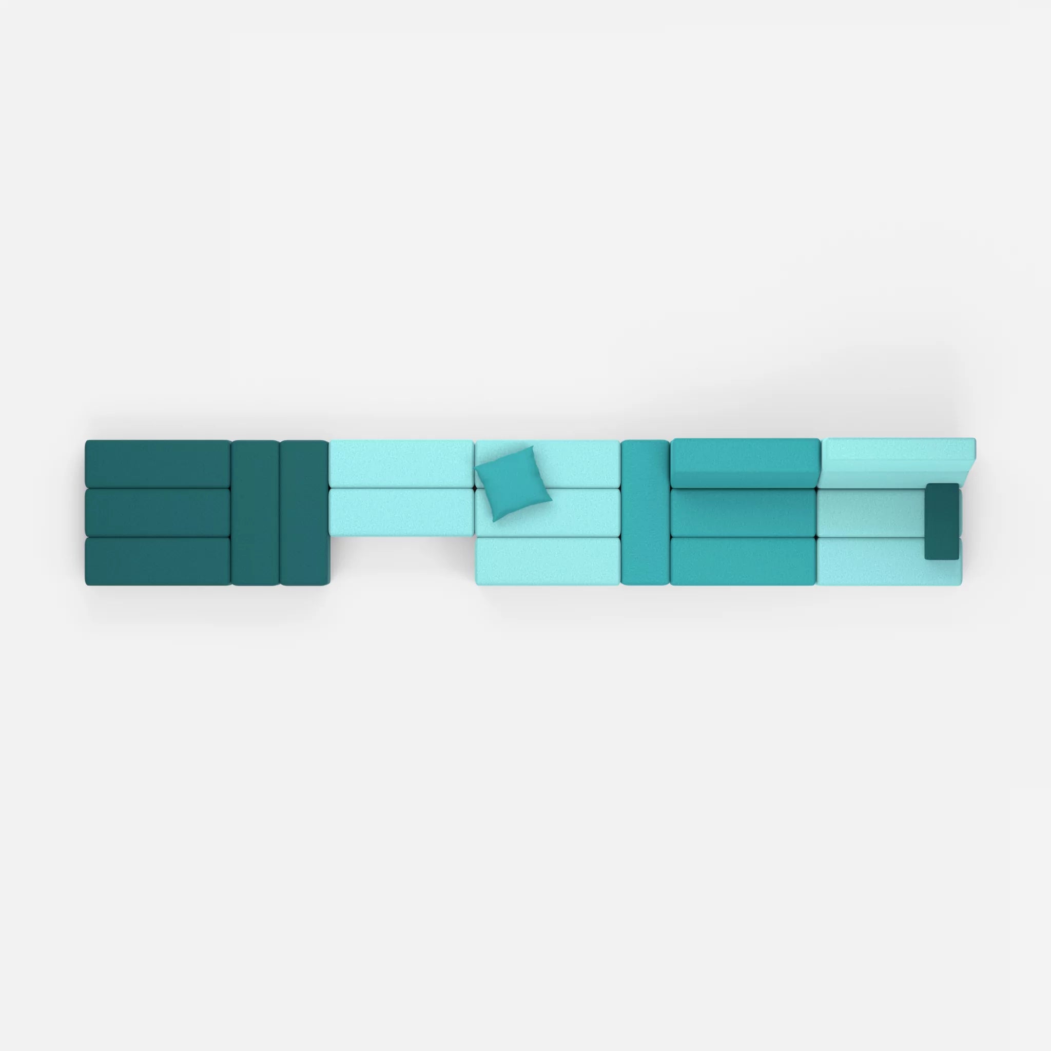 Sofalandschaft Bricks 3 dama0018-dama0076 in Türkis und Türkis von oben