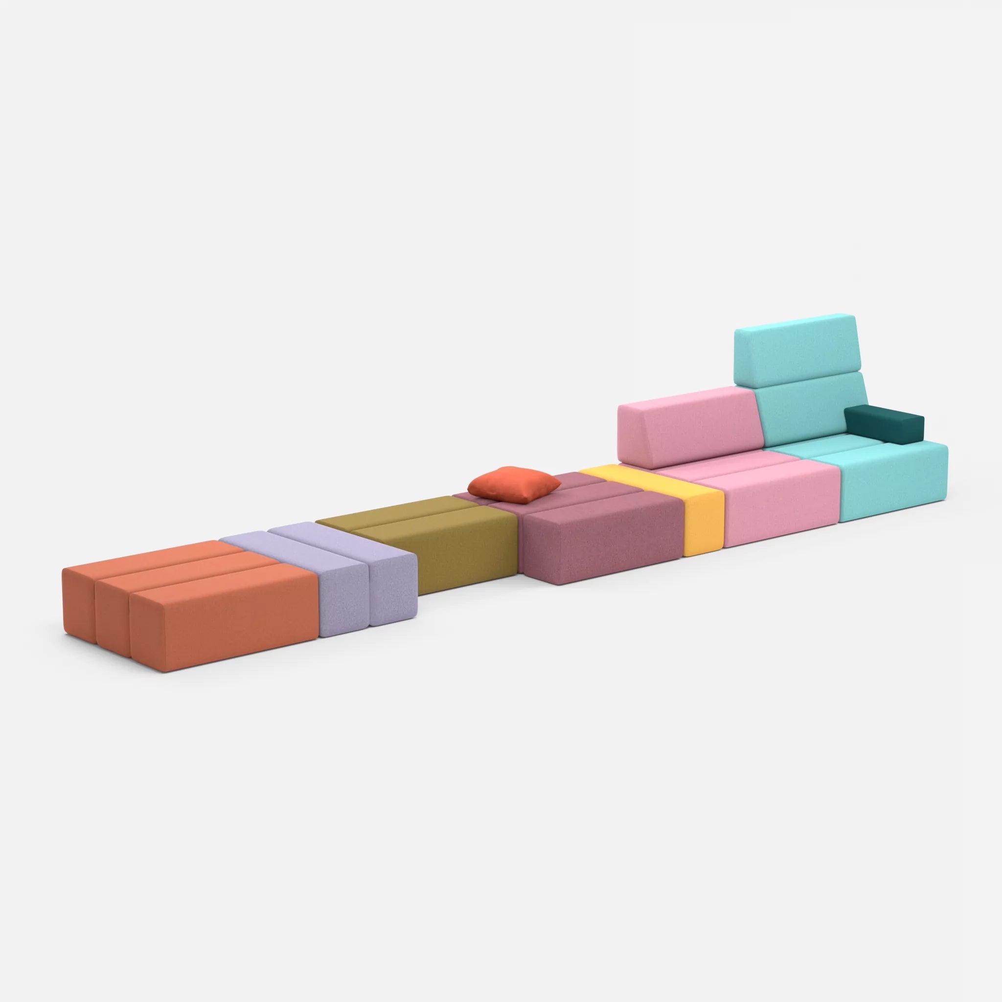 Sofalandschaft Bricks 3 dama0033-dama0084 in Terracotta und Rosa von der Seite