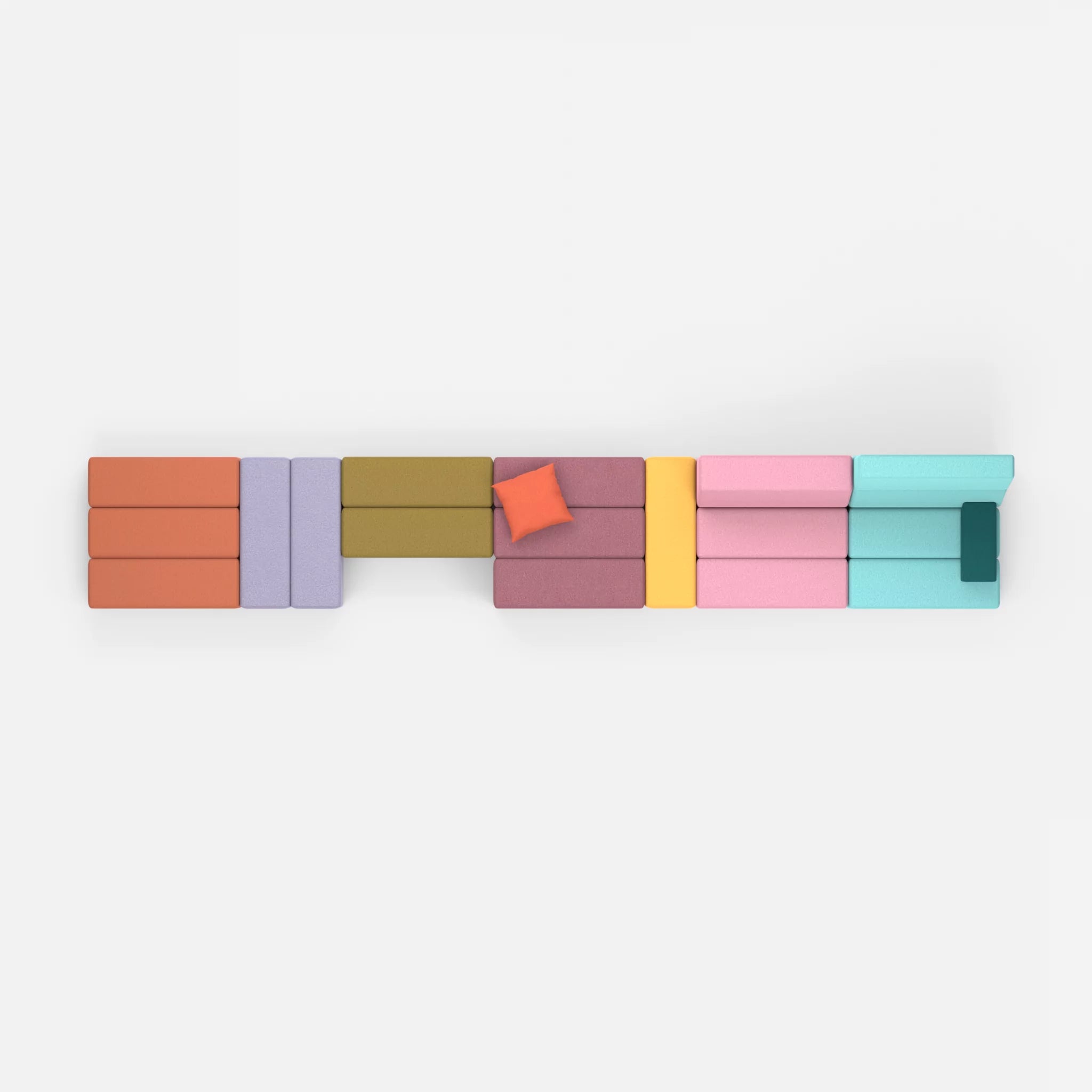Sofalandschaft Bricks 3 dama0033-dama0084 in Terracotta und Rosa von oben