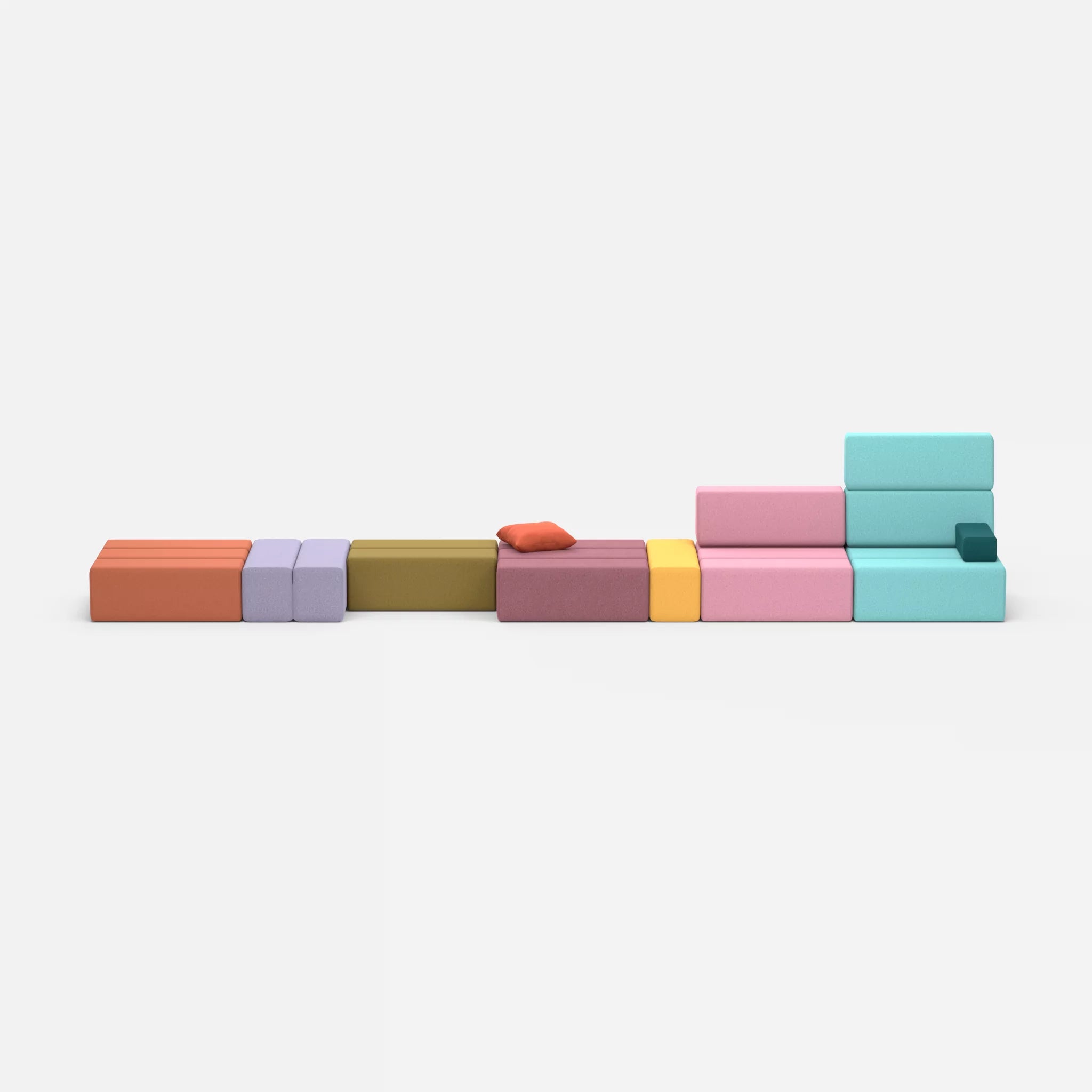 Sofalandschaft Bricks 3 dama0033-dama0084 in Terracotta und Rosa von vorne