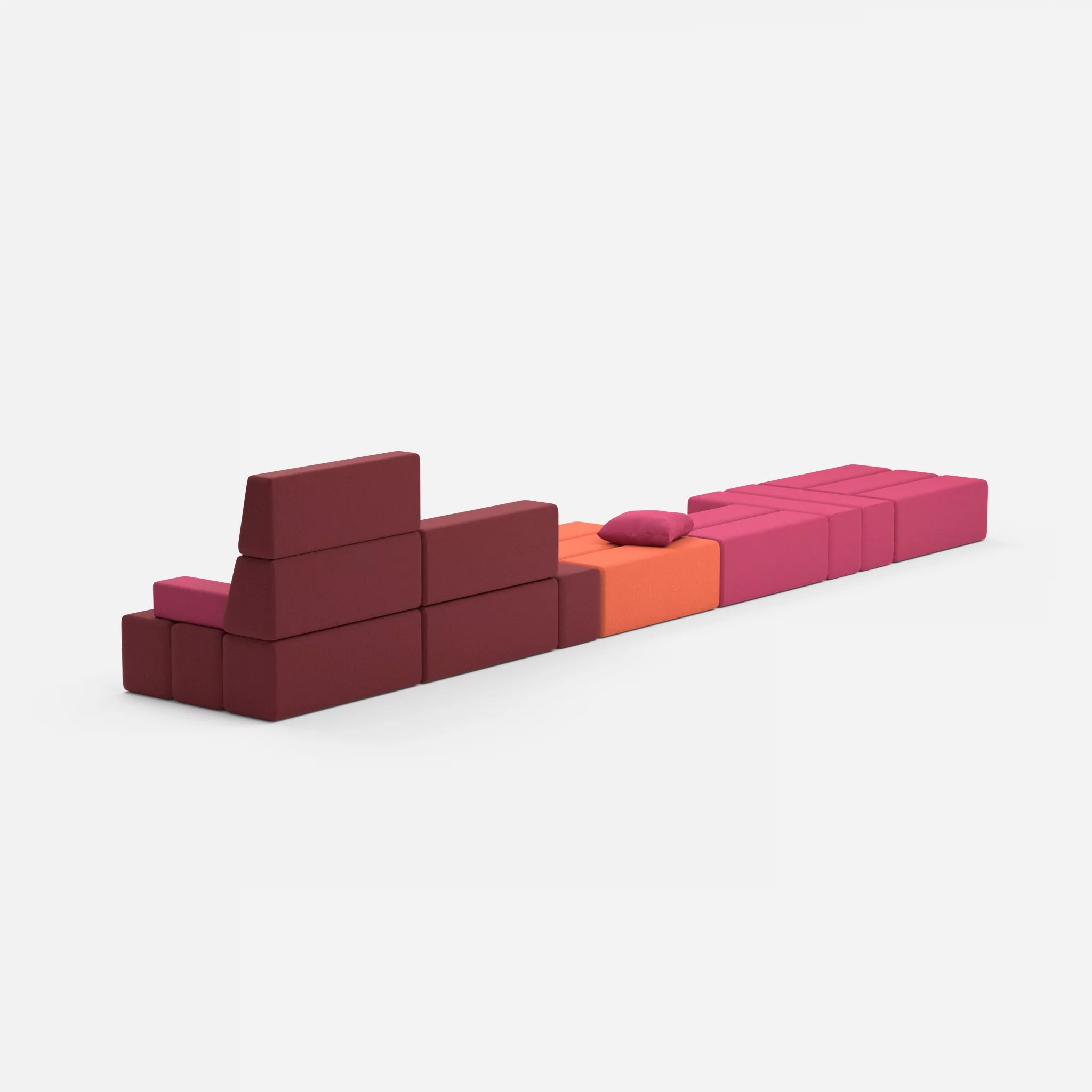 Sofalandschaft Bricks 3 dama0050-dama0034 in Fuchsia und Bordeaux von hinten