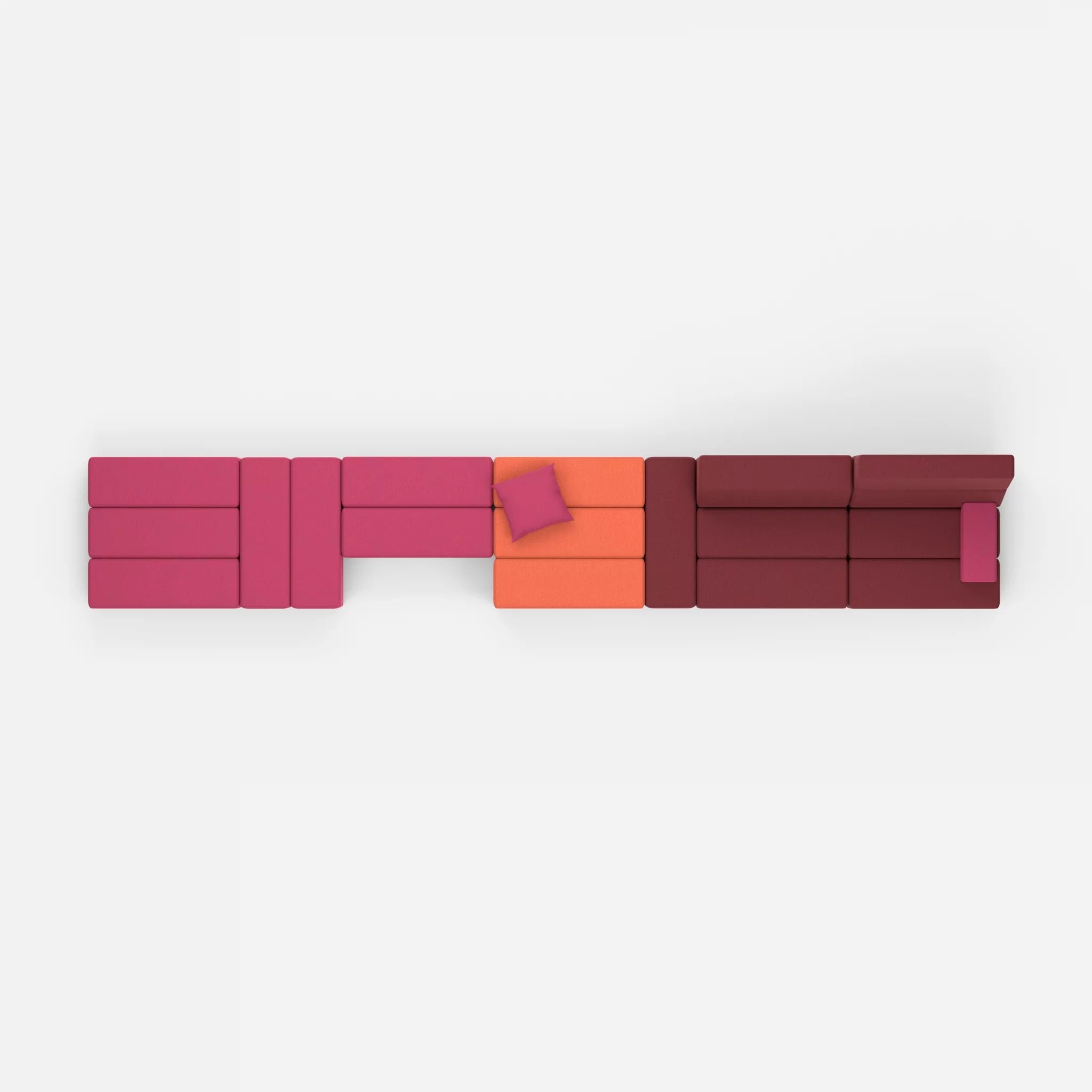 Sofalandschaft Bricks 3 dama0050-dama0034 in Fuchsia und Bordeaux von oben