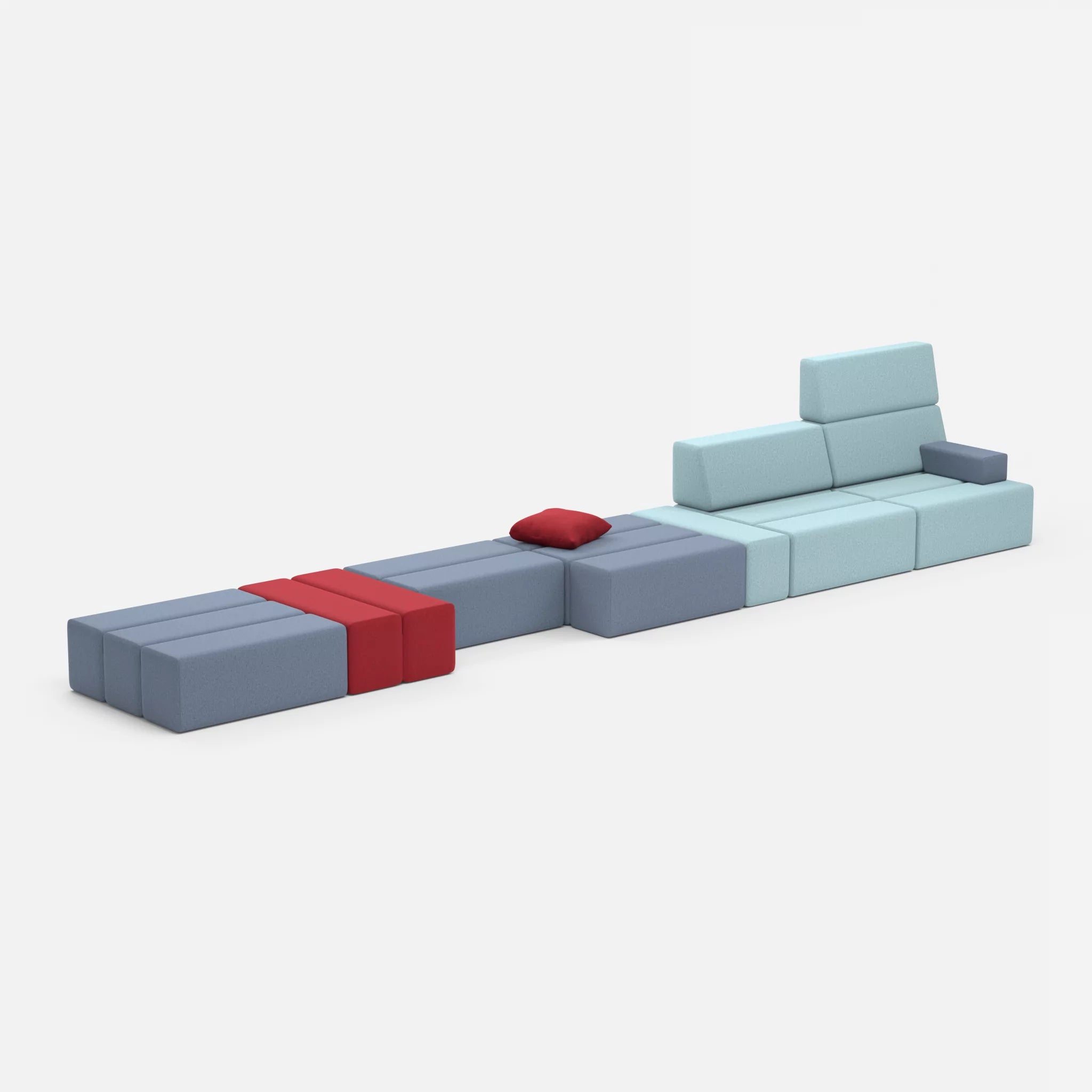 Sofalandschaft Bricks 3 dama0075-dama0016 in Blau und Hellblau von der Seite
