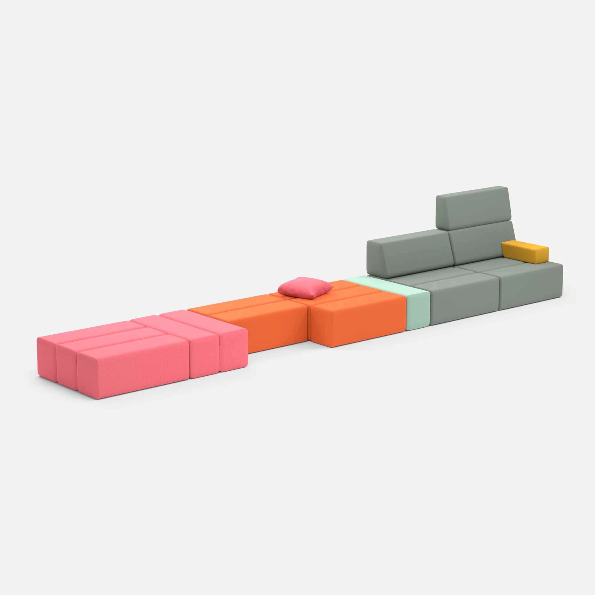 Sofalandschaft Bricks 3 dama0083-novumdelphi in Pink und Graublau von der Seite