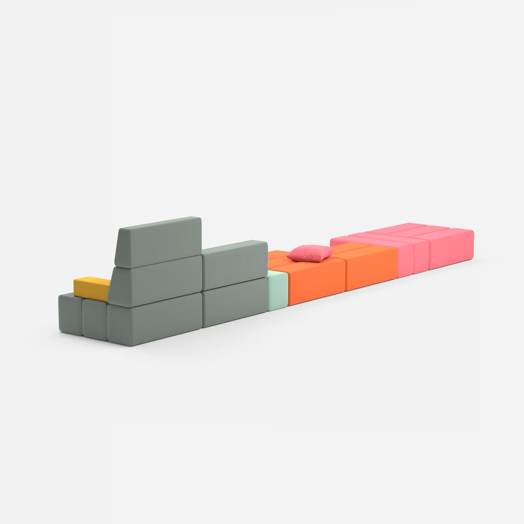 Sofalandschaft Bricks 3 dama0083-novumdelphi in Pink und Graublau von hinten