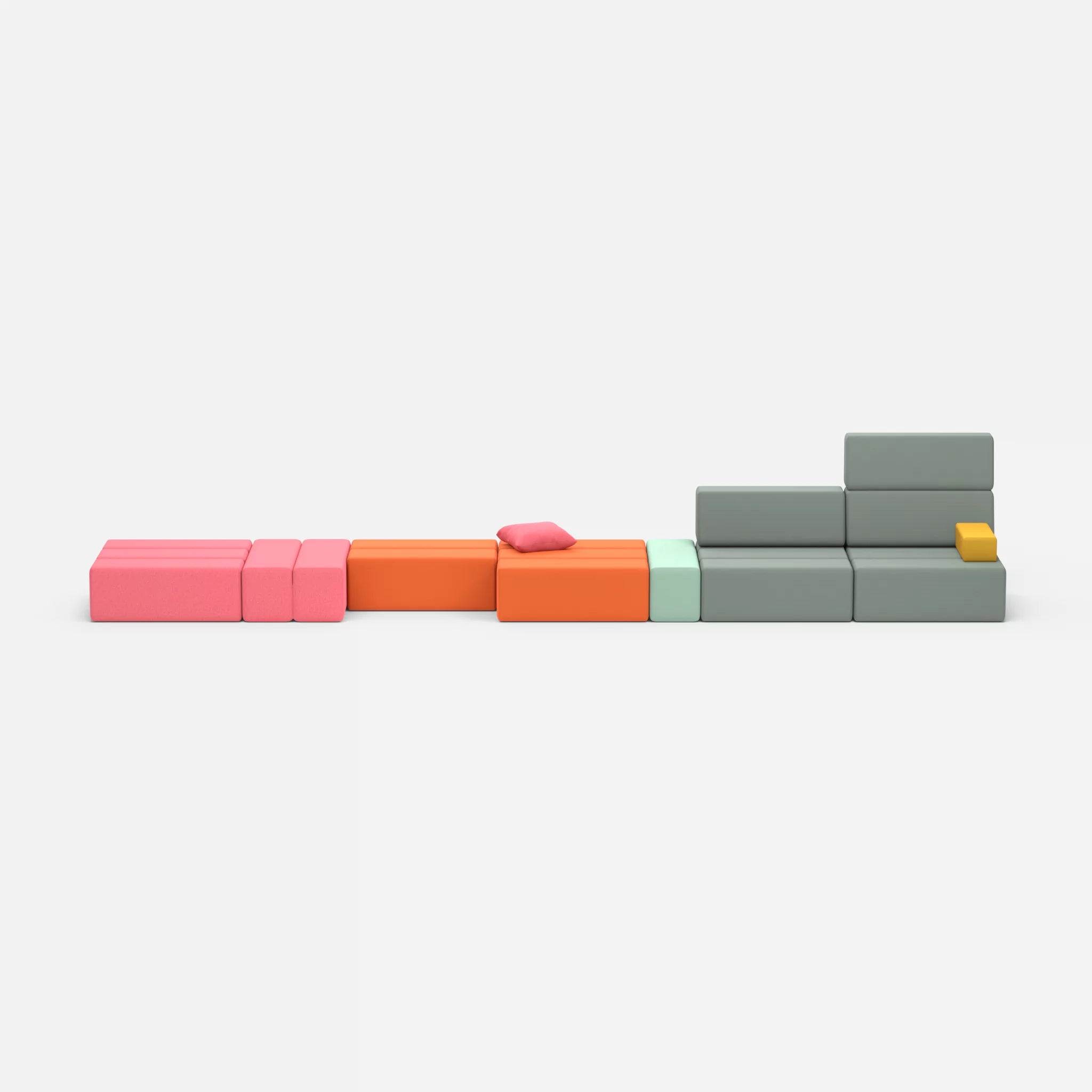 Sofalandschaft Bricks 3 dama0083-novumdelphi in Pink und Graublau von vorne