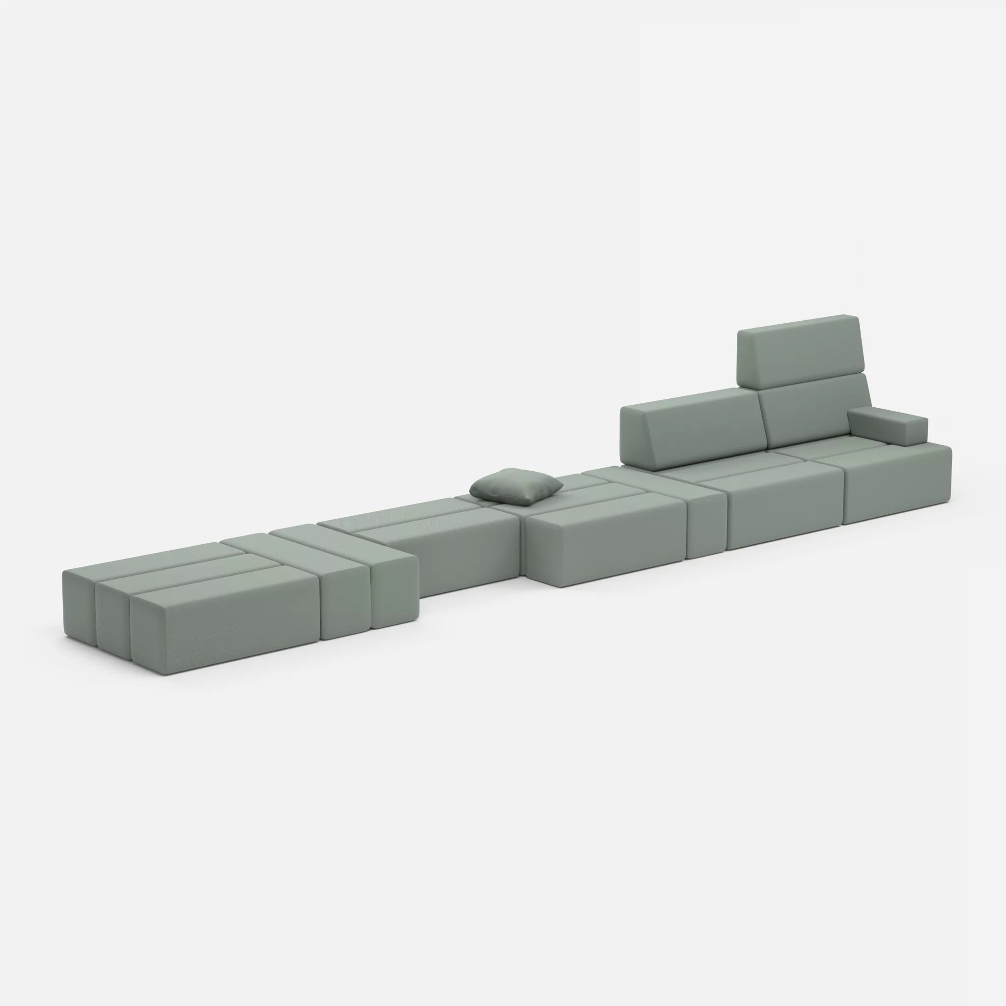 Sofalandschaft Bricks 3 novumdelphi in Graublau von der Seite