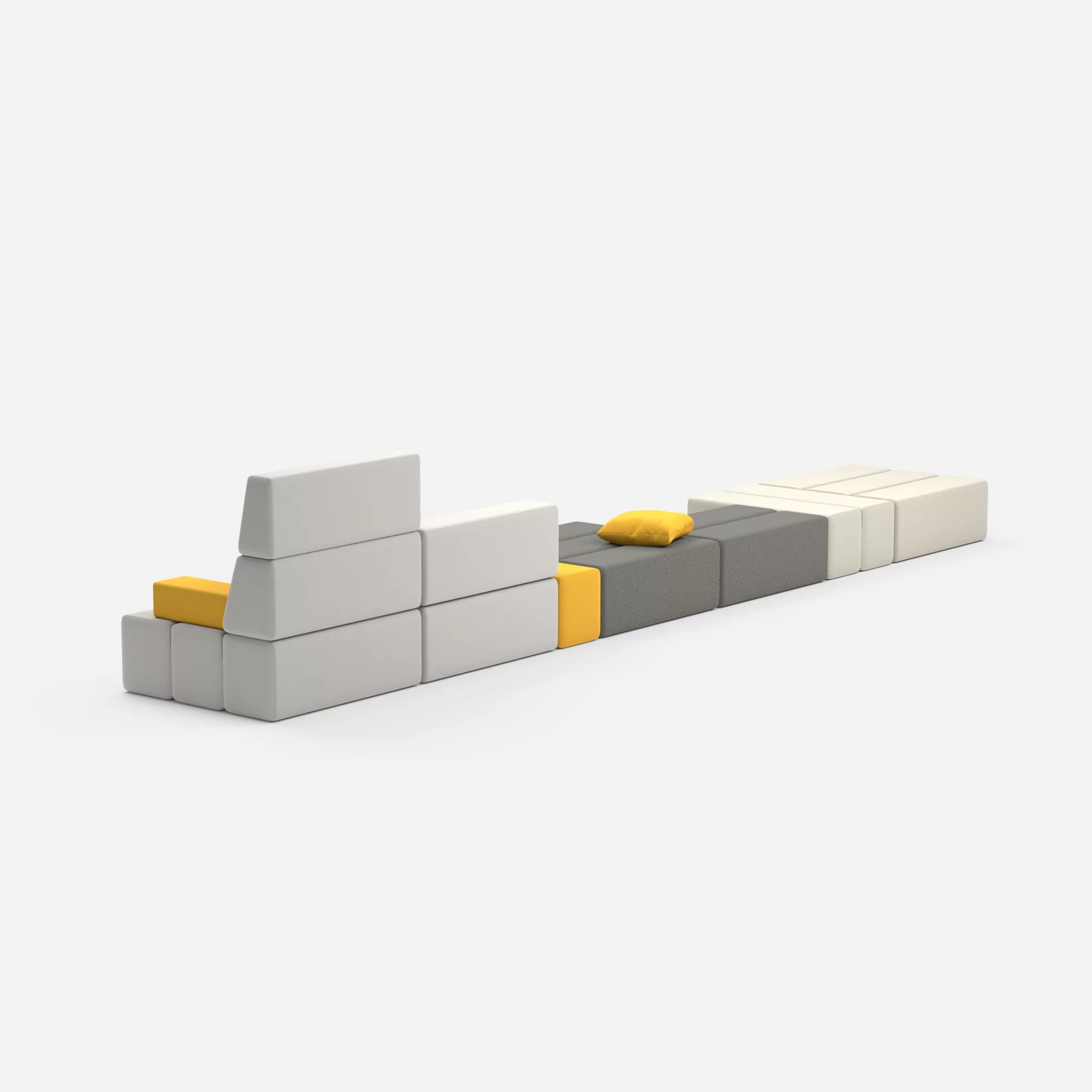 Sofalandschaft Bricks 3 novumkies-radio8027 in Mittelgrau und Hellgrau von hinten