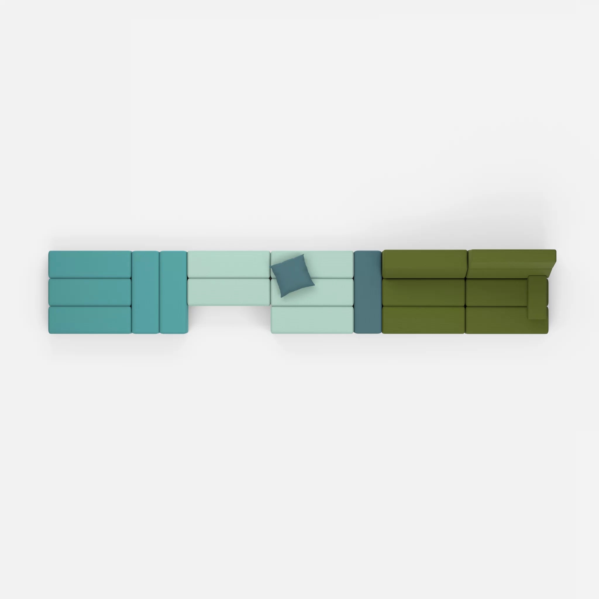 Sofalandschaft Bricks 3 novumprisma-novummoss in Türkis und Grün von oben