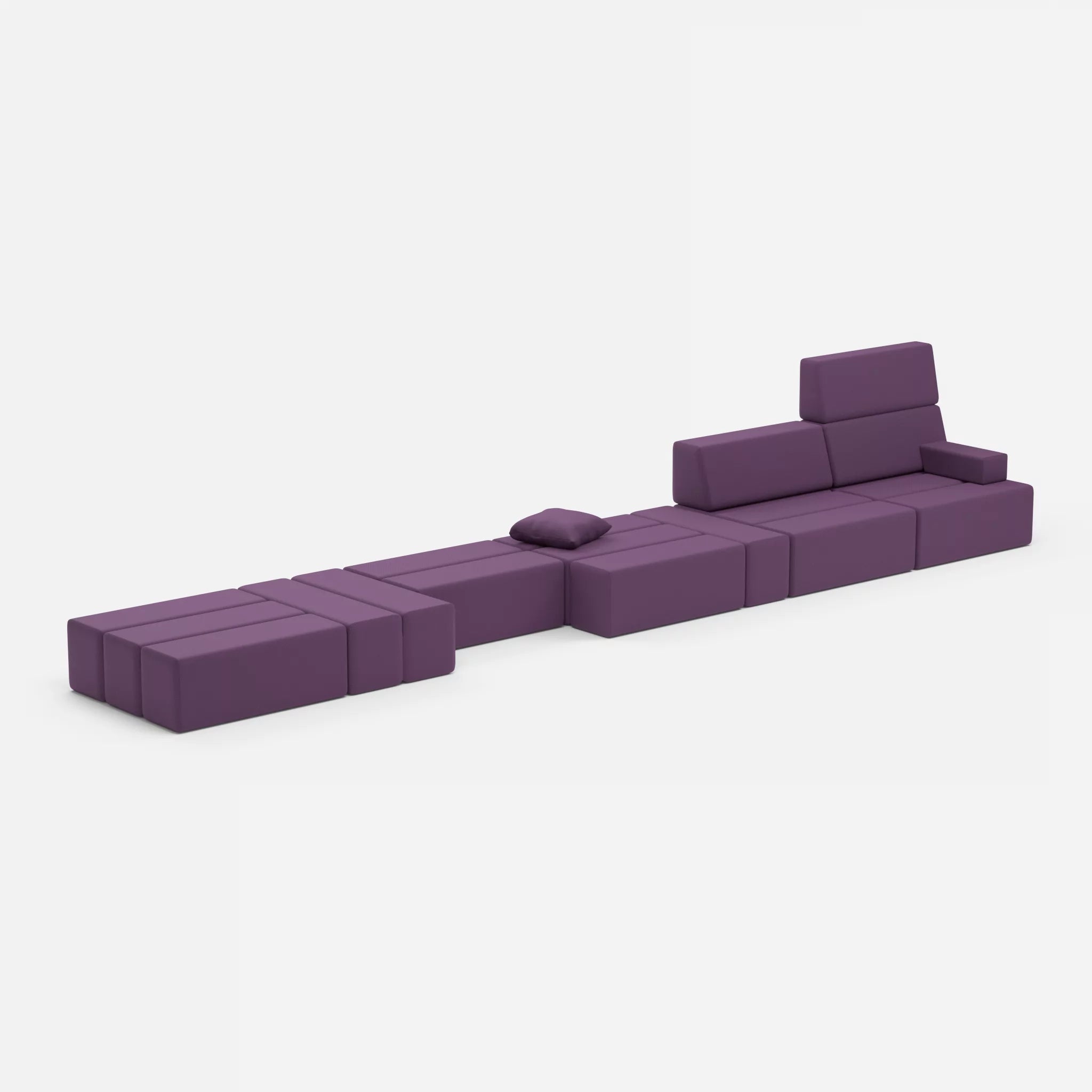 Sofalandschaft Bricks 3 novumprune in Violett von der Seite