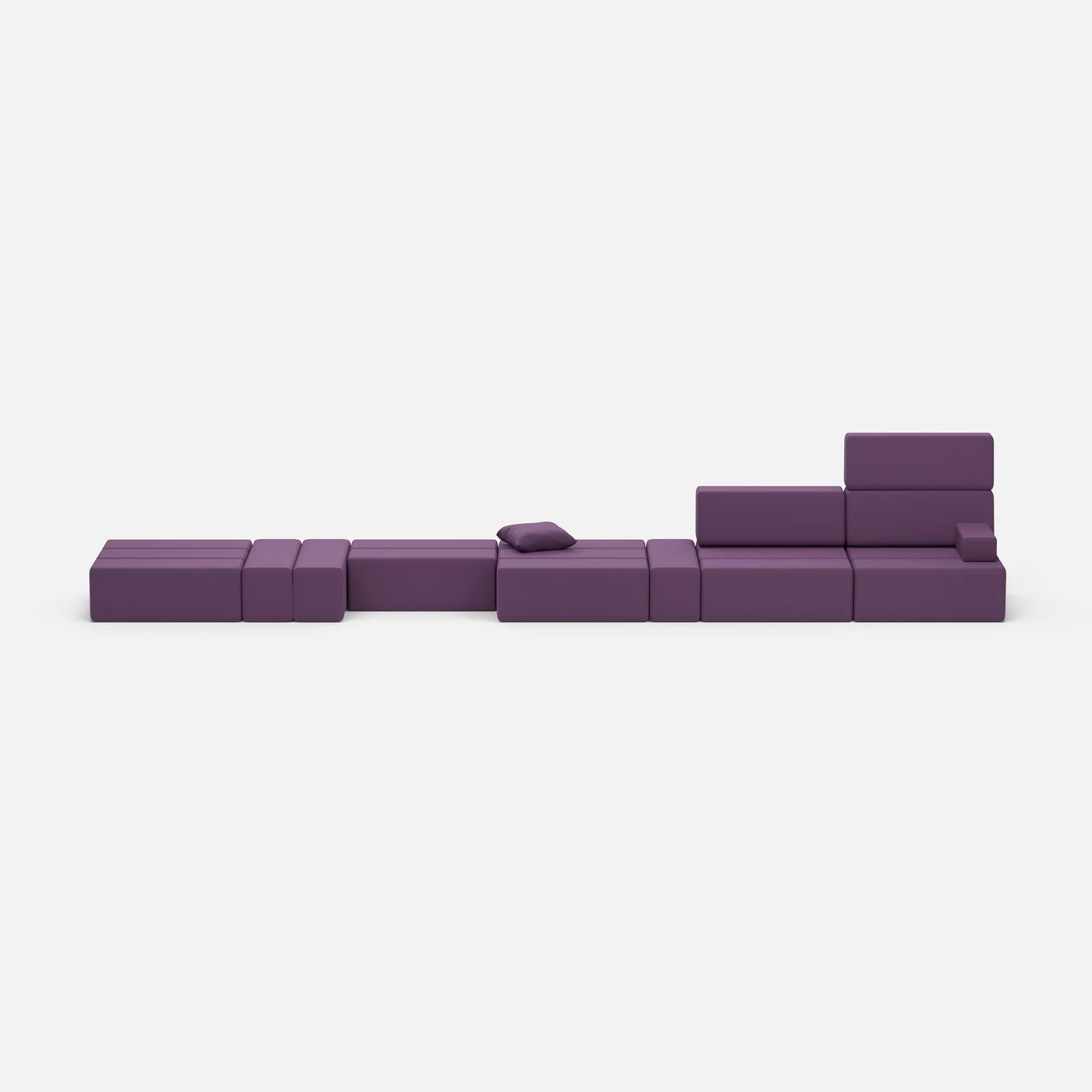 Sofalandschaft Bricks 3 novumprune in Violett von vorne