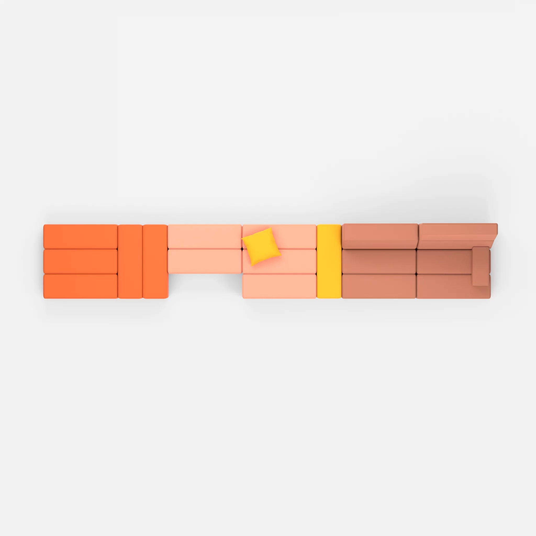 Sofalandschaft Bricks 3 radio3094-radio4037 in Orange und Hellrot von oben