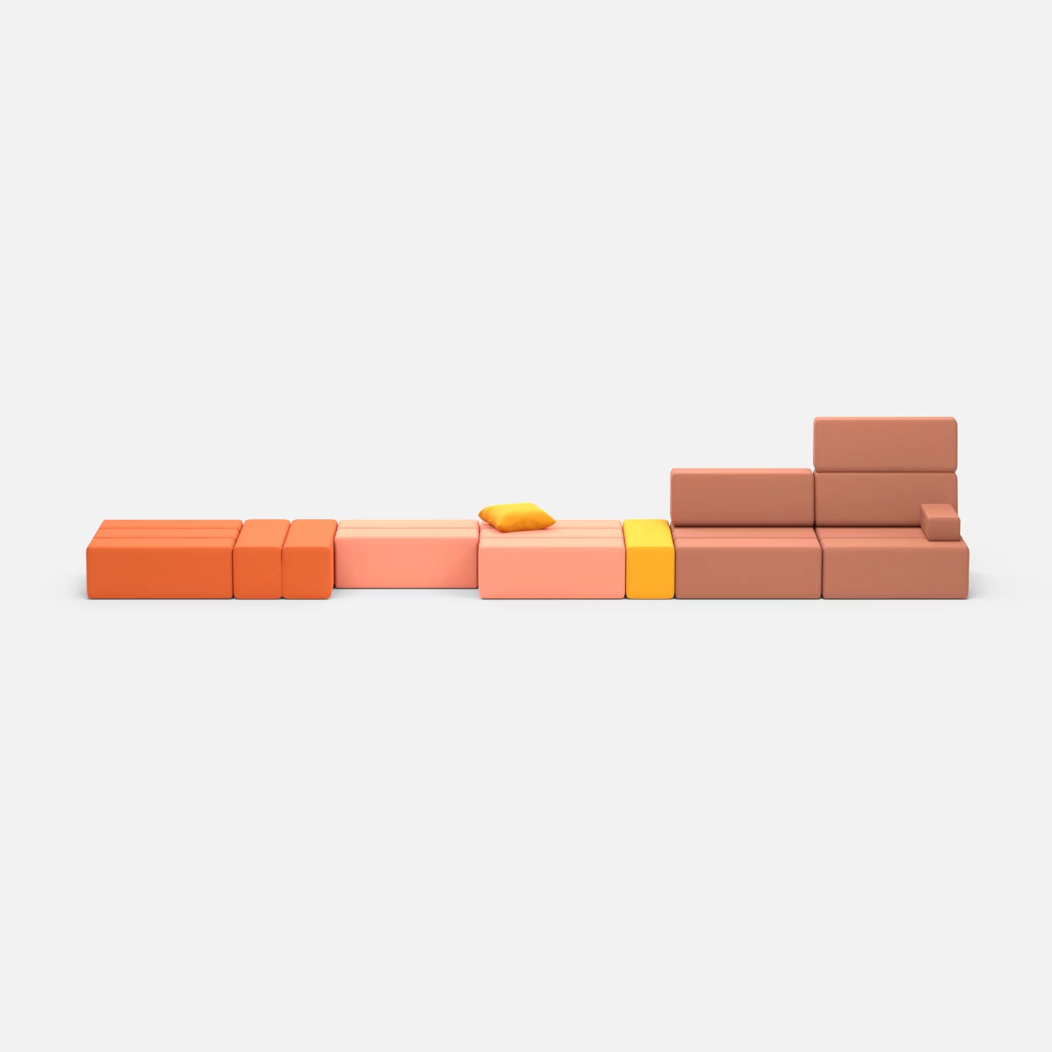 Sofalandschaft Bricks 3 radio3094-radio4037 in Orange und Hellrot von vorne