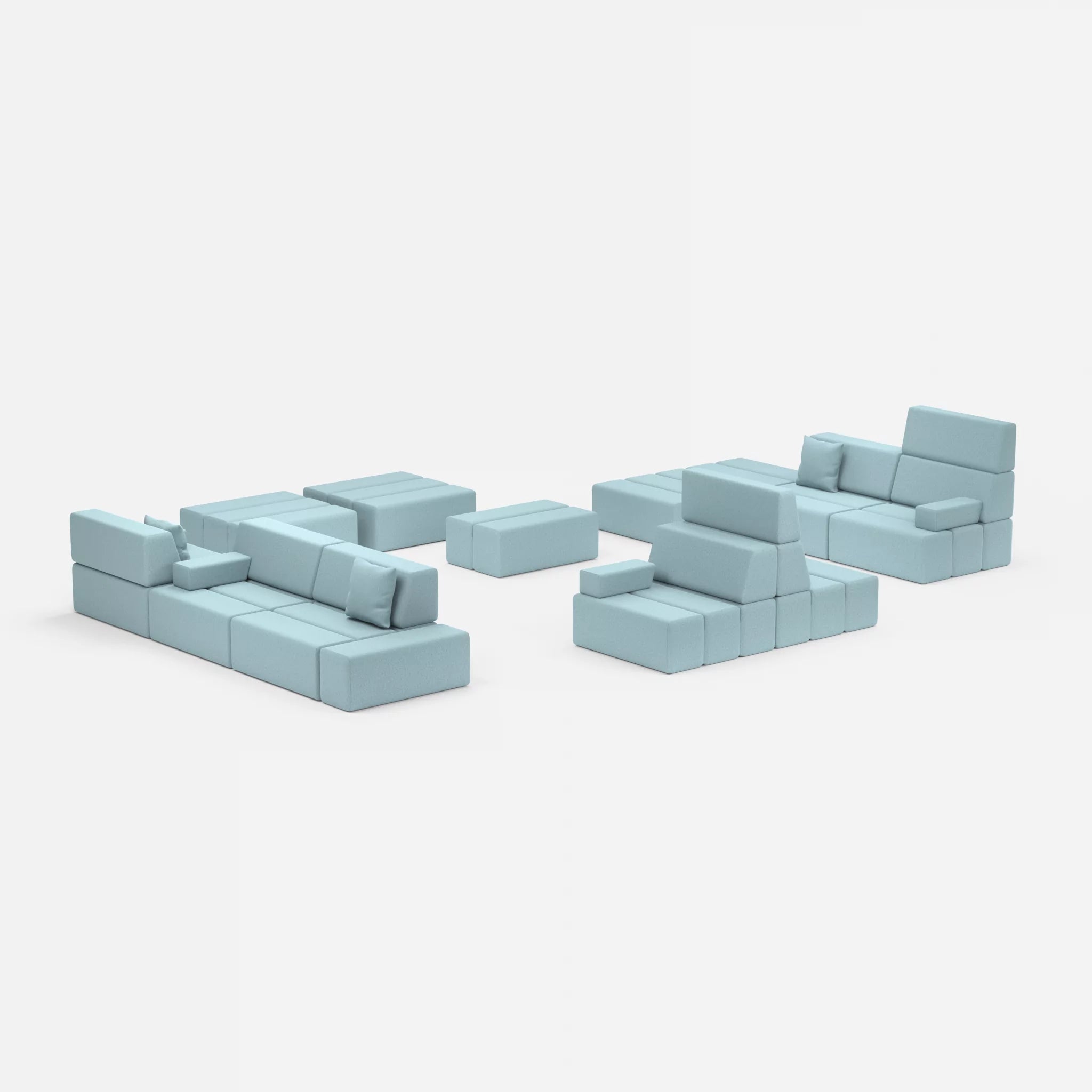 Sofalandschaft Bricks 4 dama0016 in Hellblau von der Seite