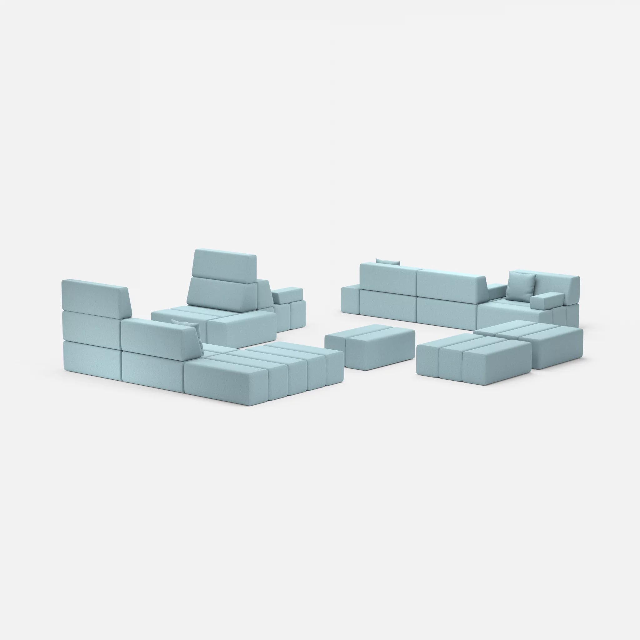 Sofalandschaft Bricks 4 dama0016 in Hellblau von hinten