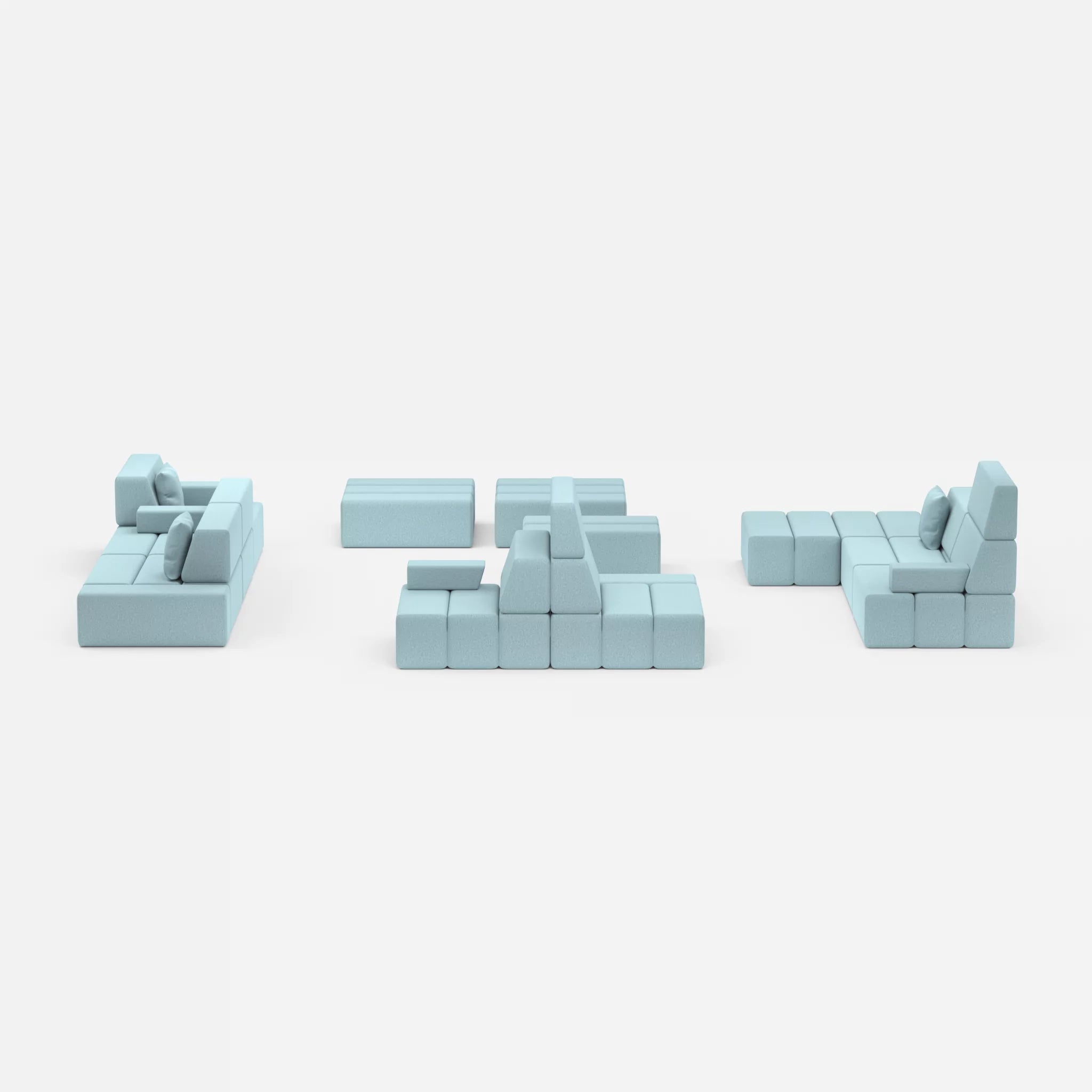 Sofalandschaft Bricks 4 dama0016 in Hellblau von vorne