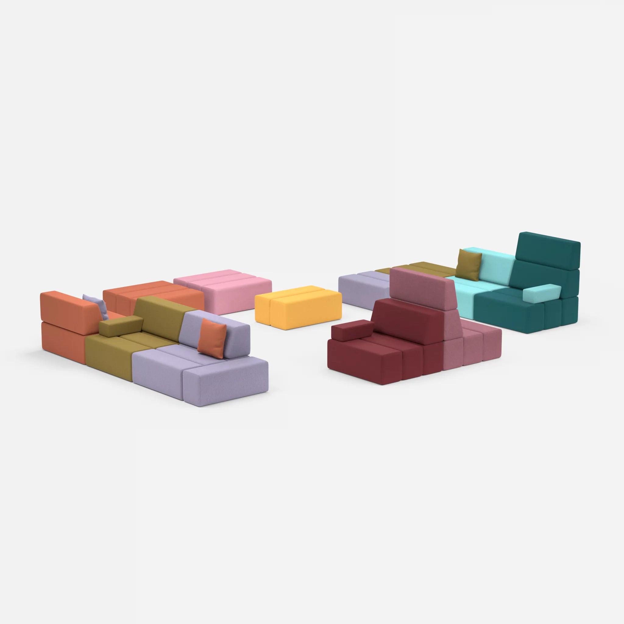 Sofalandschaft Bricks 4 dama0039-dama0084 in Flieder und Rosa von der Seite