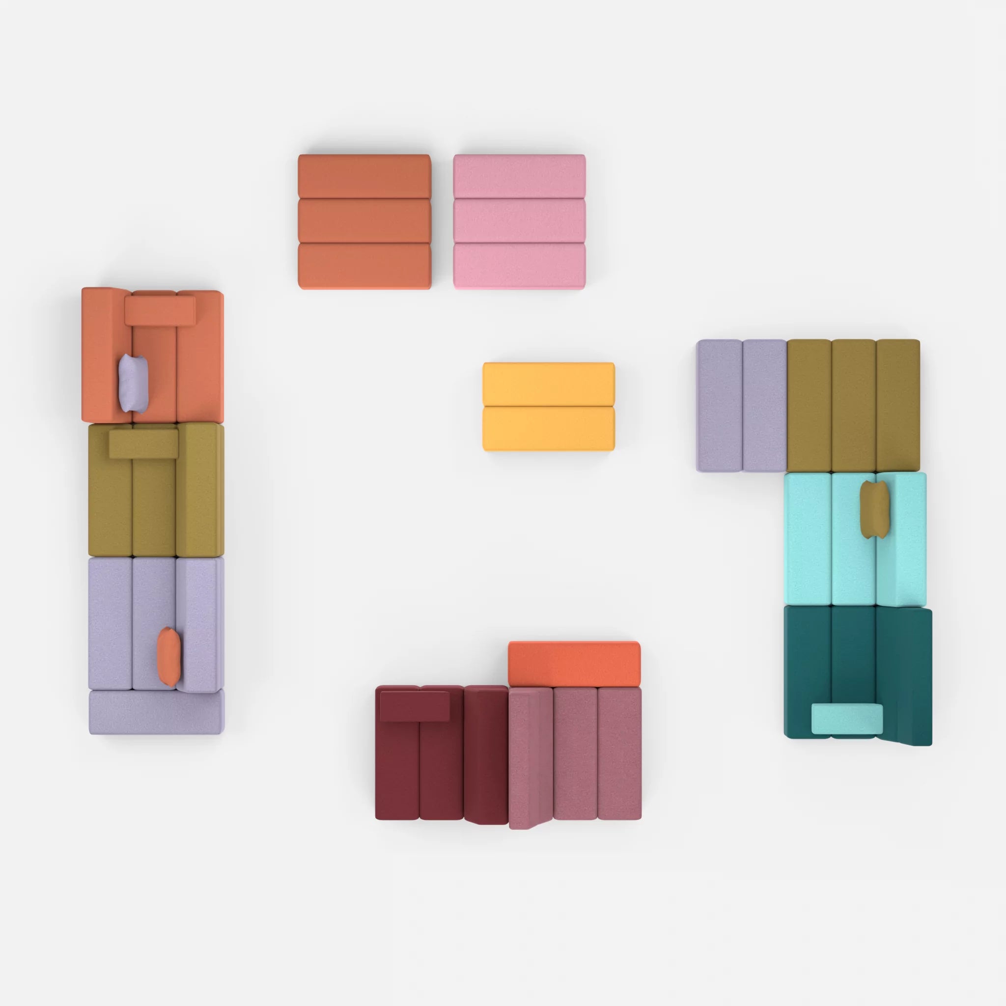 Sofalandschaft Bricks 4 dama0039-dama0084 in Flieder und Rosa von oben