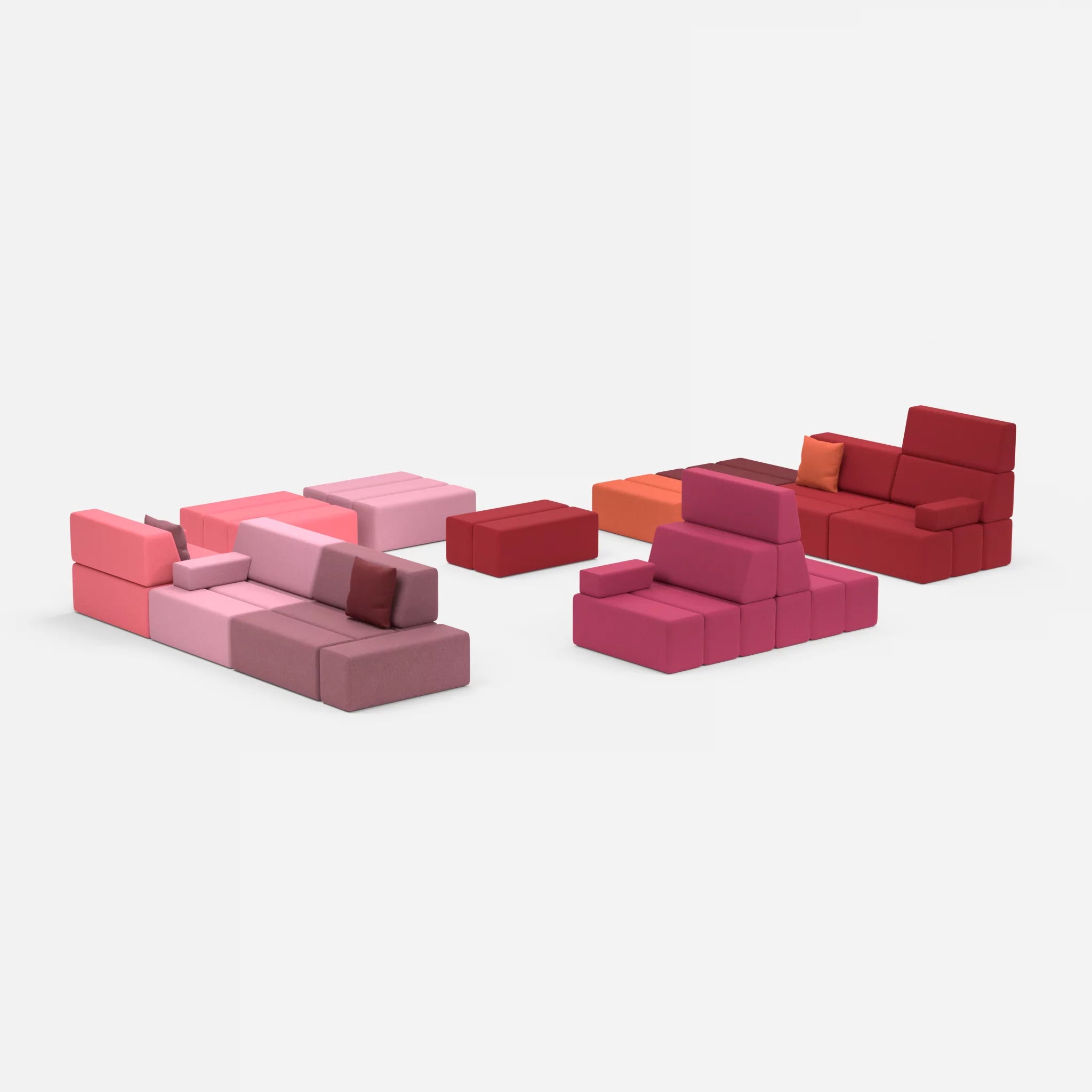 Sofalandschaft Bricks 4 dama0041-dama0084 in Violett und Rosa von der Seite