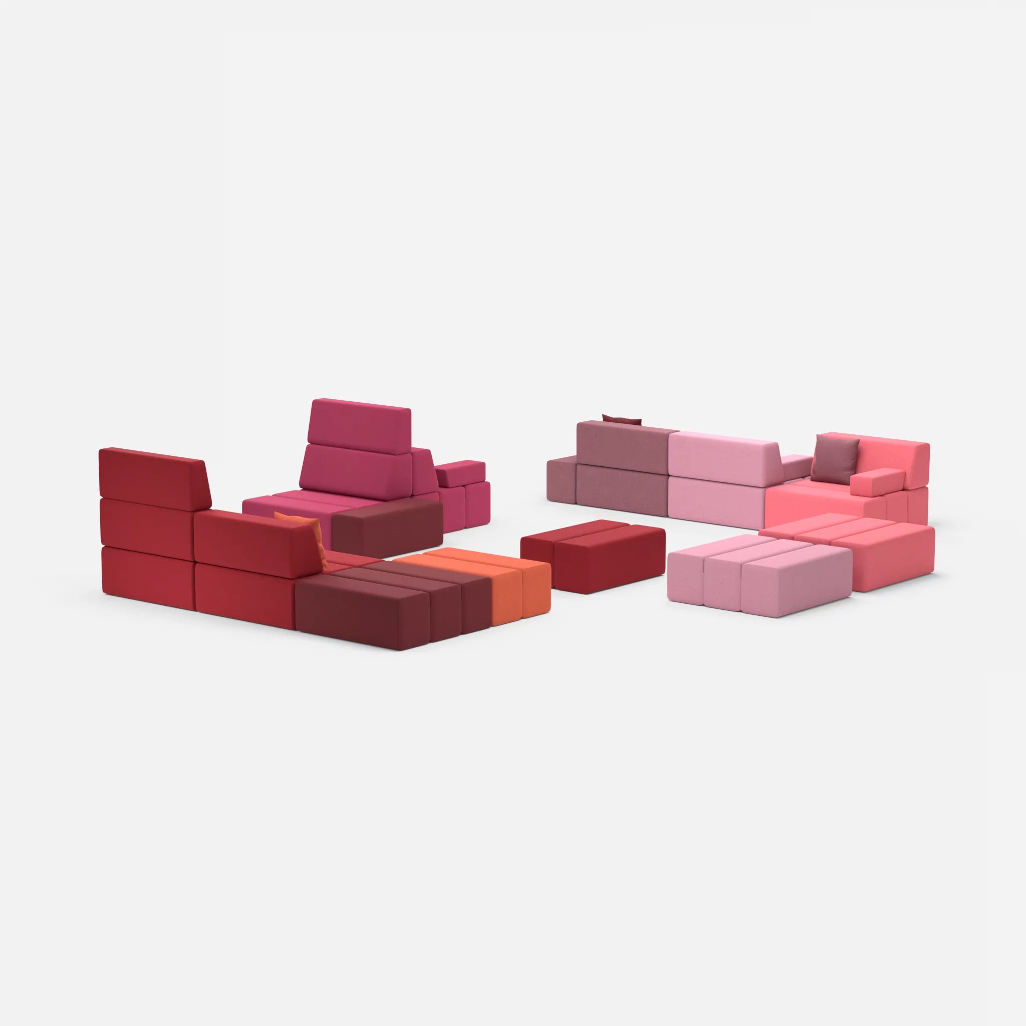 Sofalandschaft Bricks 4 dama0041-dama0084 in Violett und Rosa von hinten