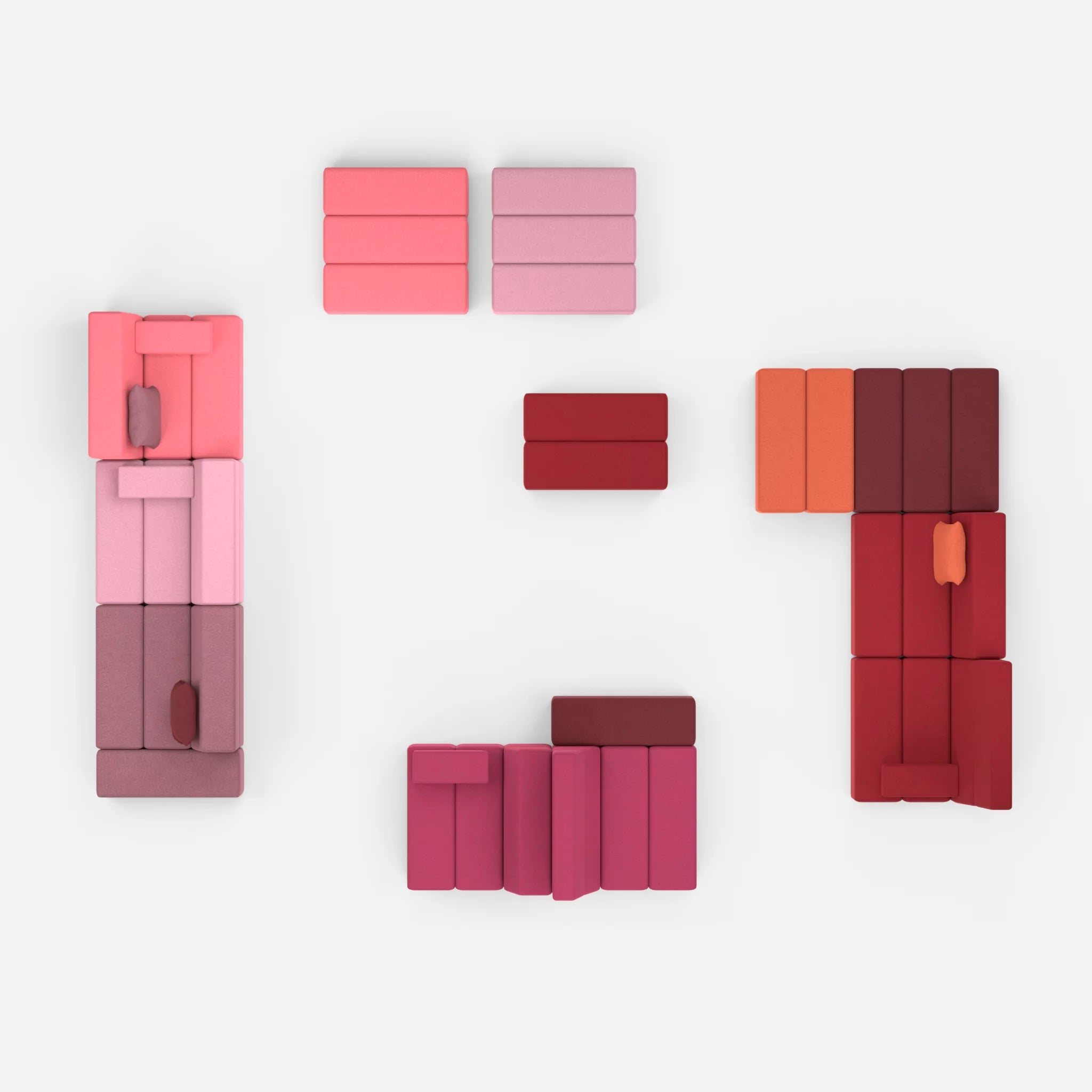 Sofalandschaft Bricks 4 dama0041-dama0084 in Violett und Rosa von oben