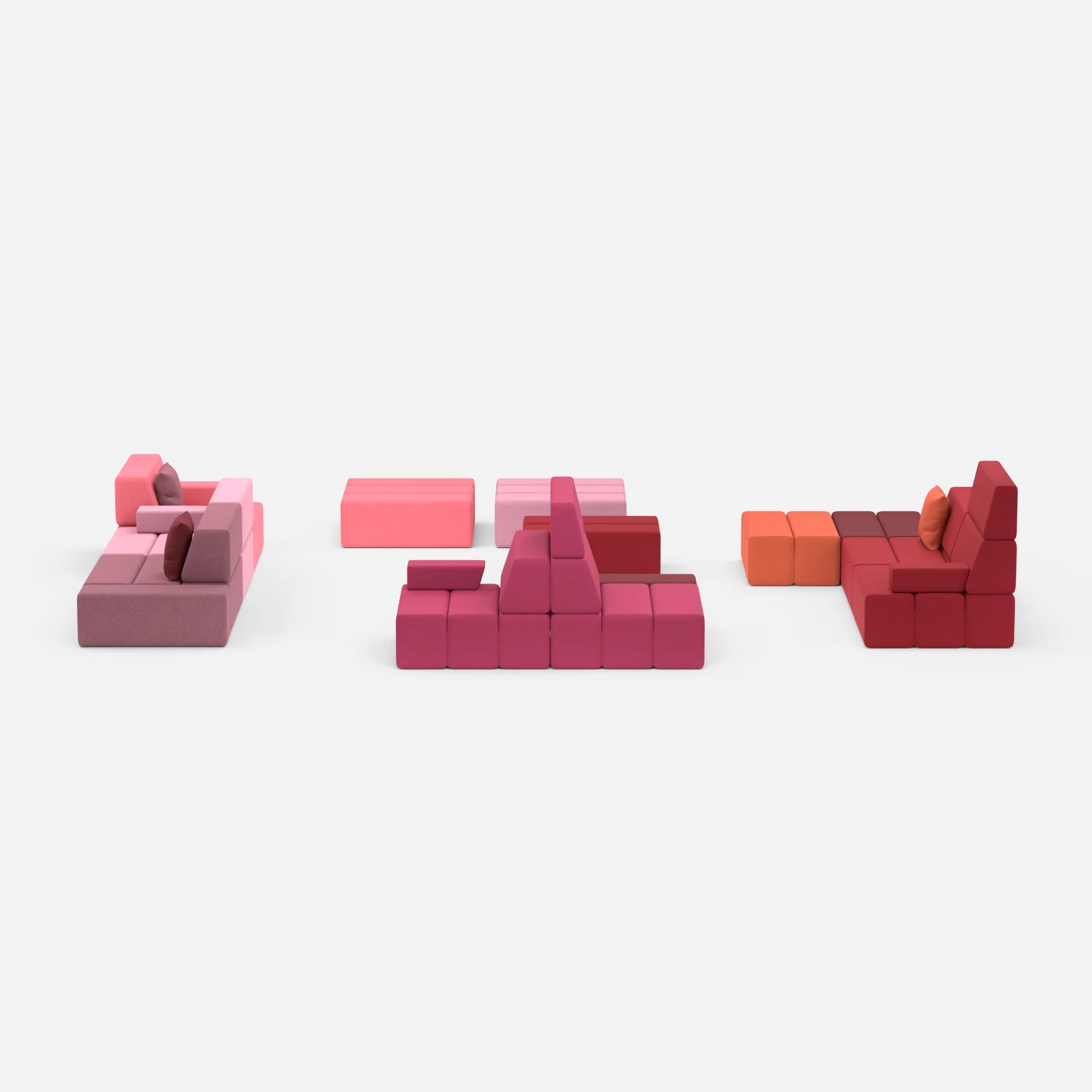 Sofalandschaft Bricks 4 dama0041-dama0084 in Violett und Rosa von vorne