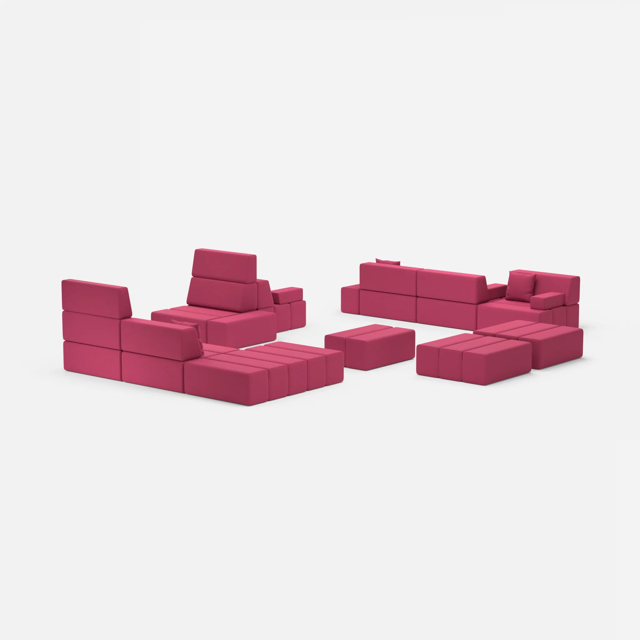 Sofalandschaft Bricks 4 dama0050 in Fuchsia von hinten