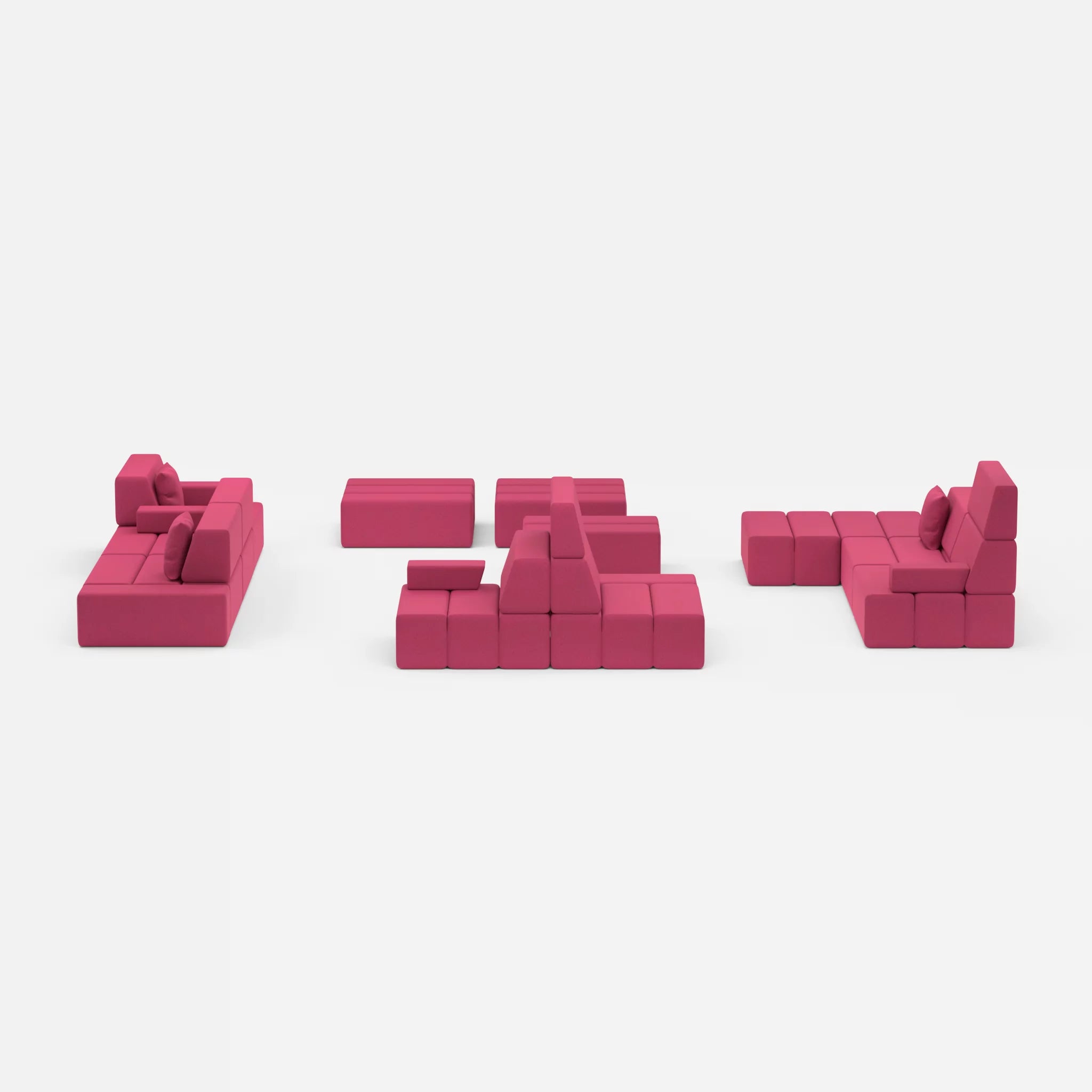 Sofalandschaft Bricks 4 dama0050 in Fuchsia von vorne