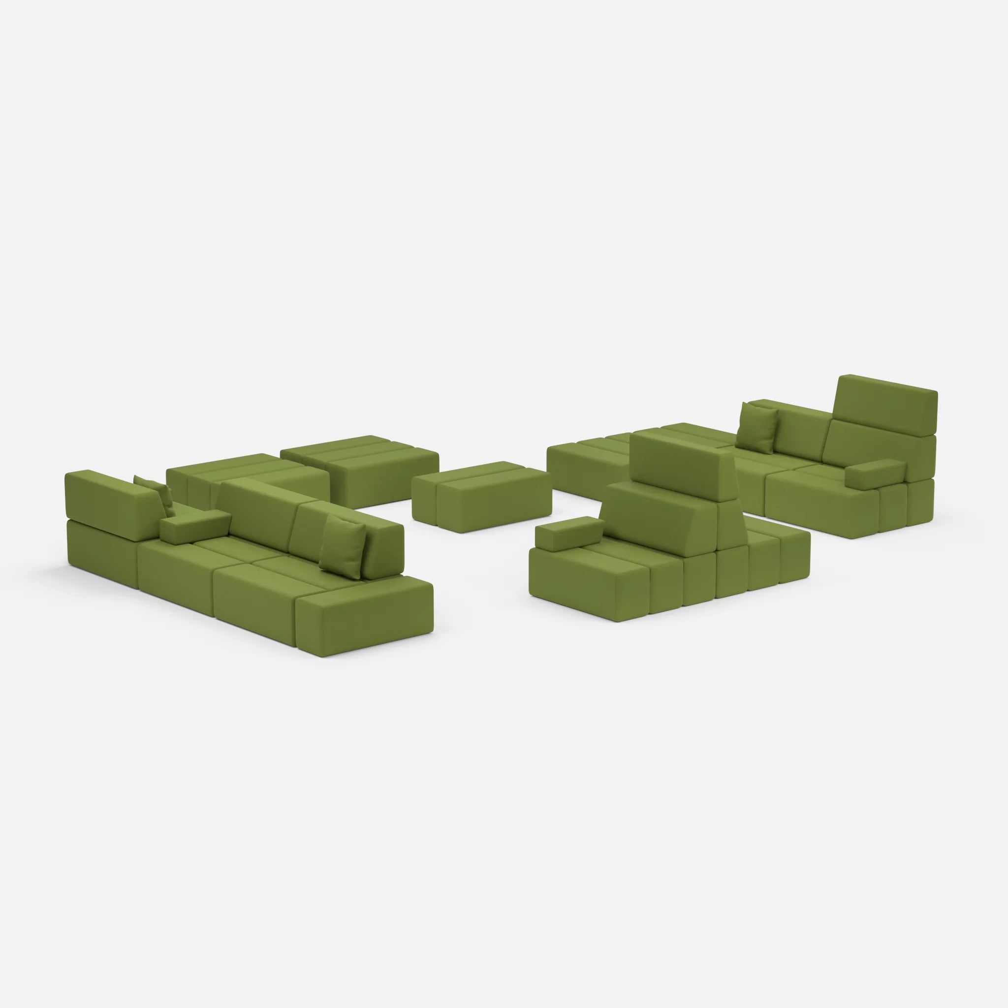 Sofalandschaft Bricks 4 dama0059 in Grün von der Seite