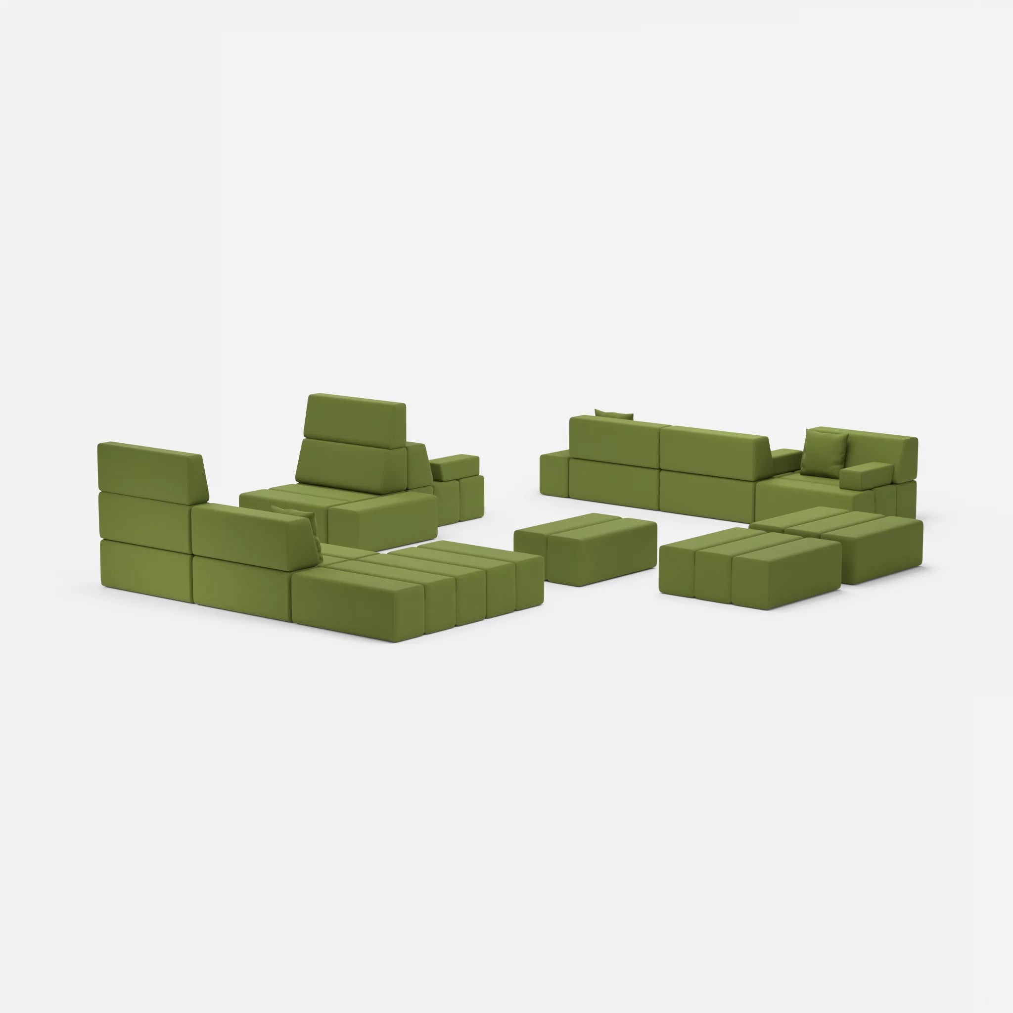 Sofalandschaft Bricks 4 dama0059 in Grün von hinten